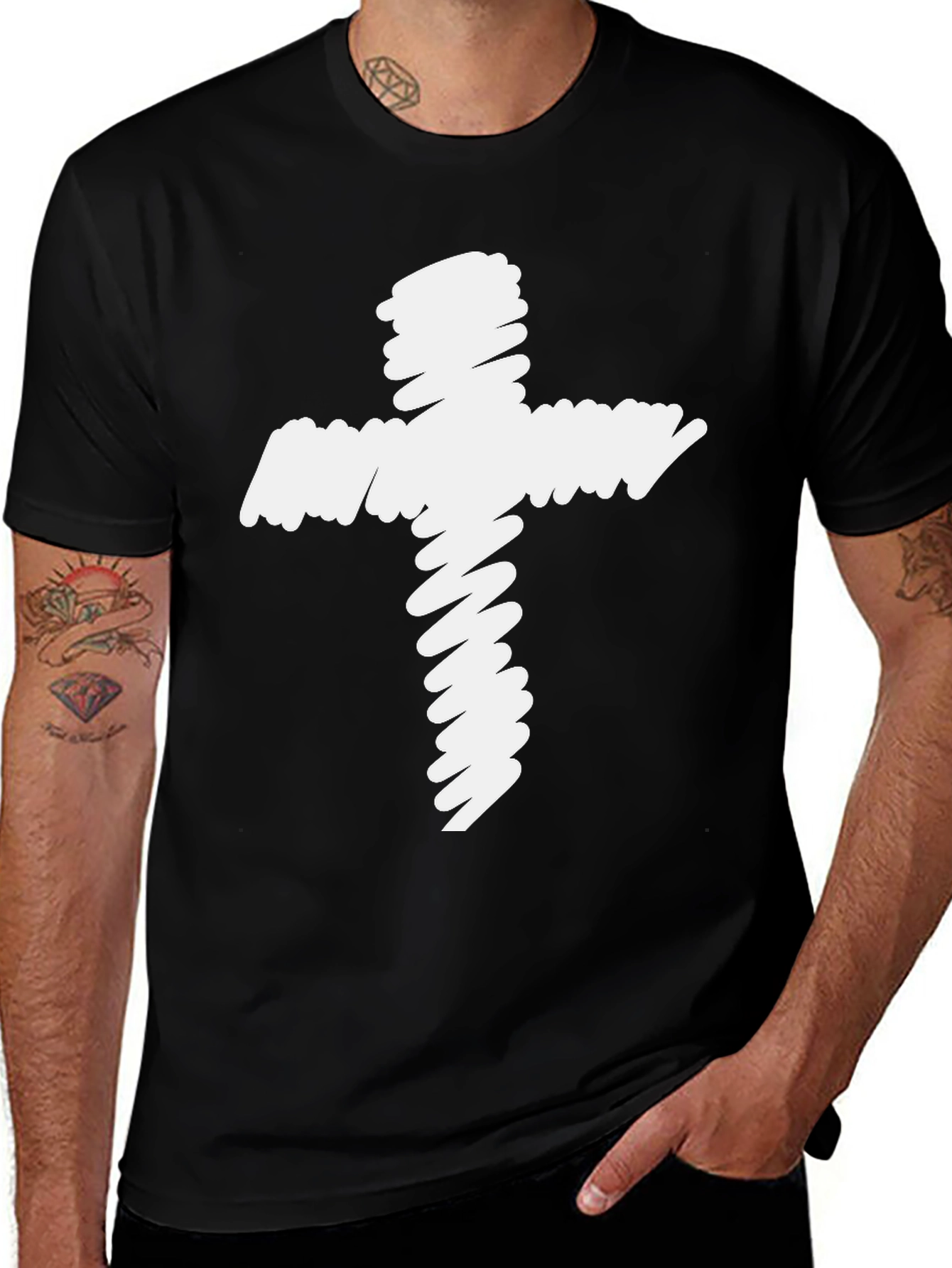 Variant 12 of Abstract Cross Graphic Tee - Stylish Christian T-Shirt