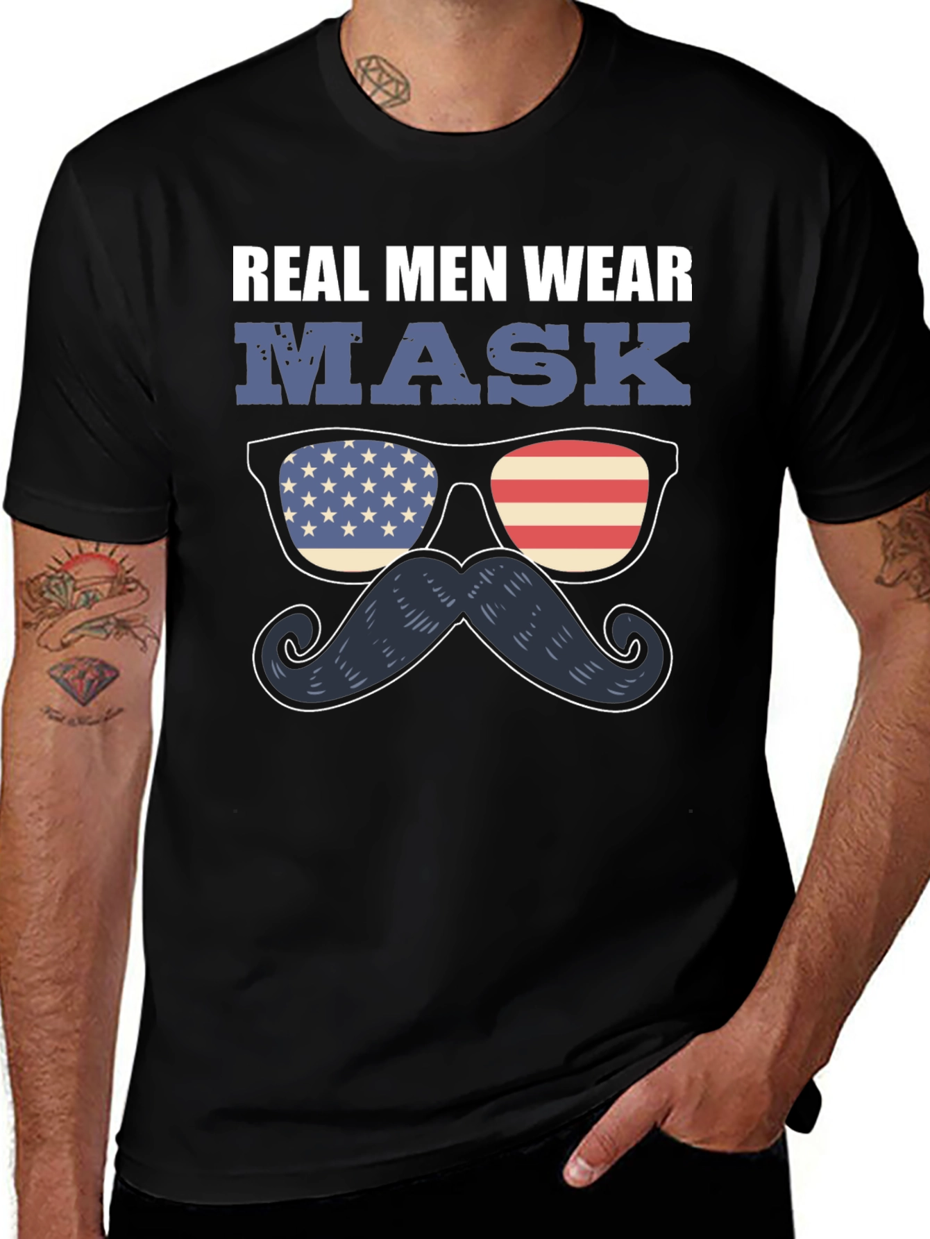 Variant 23 of Real Men Wear Mask Patriotic T-Shirt
