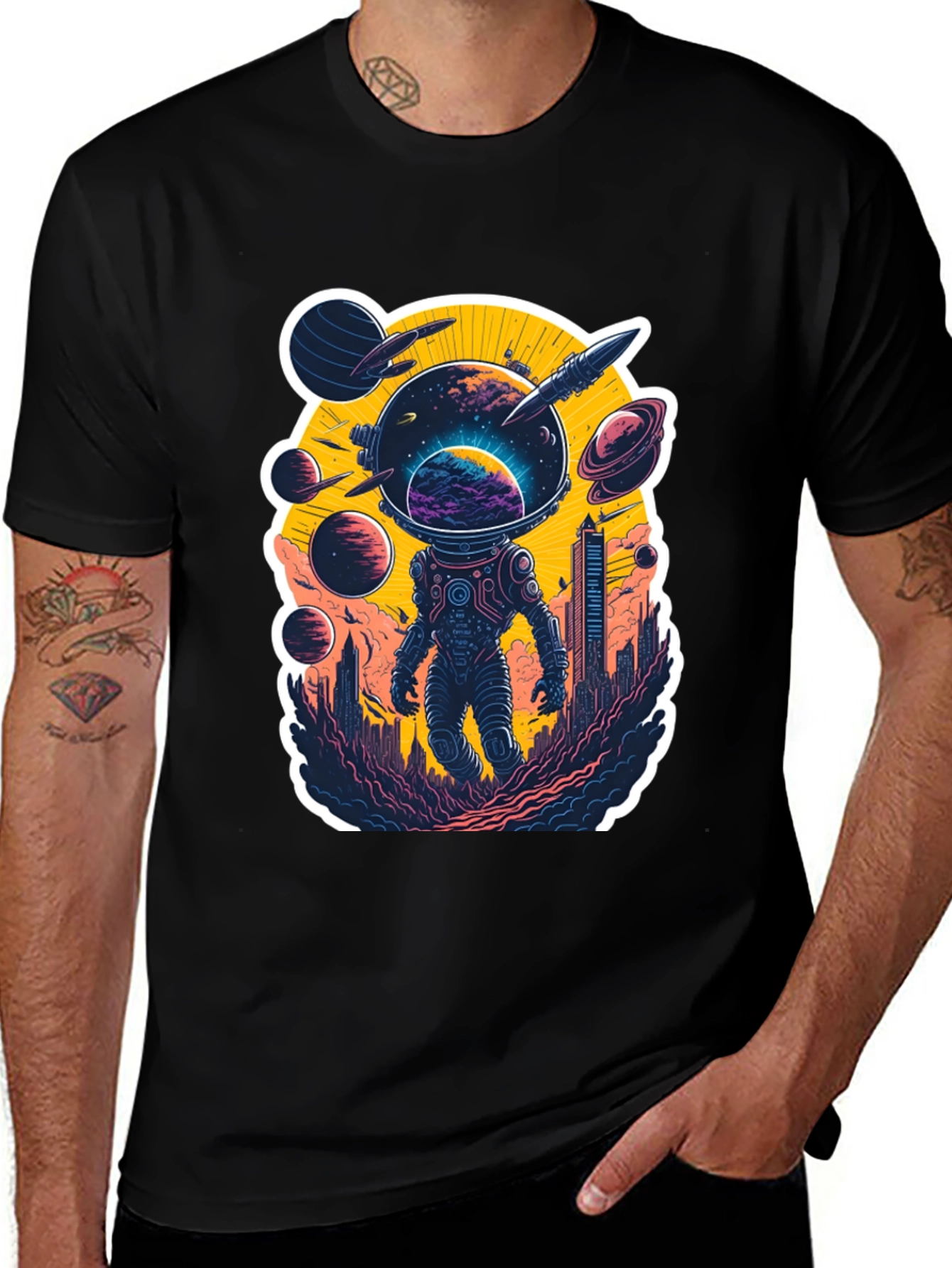 Variant 30 of Astronaut & Cityscape Graphic Tee