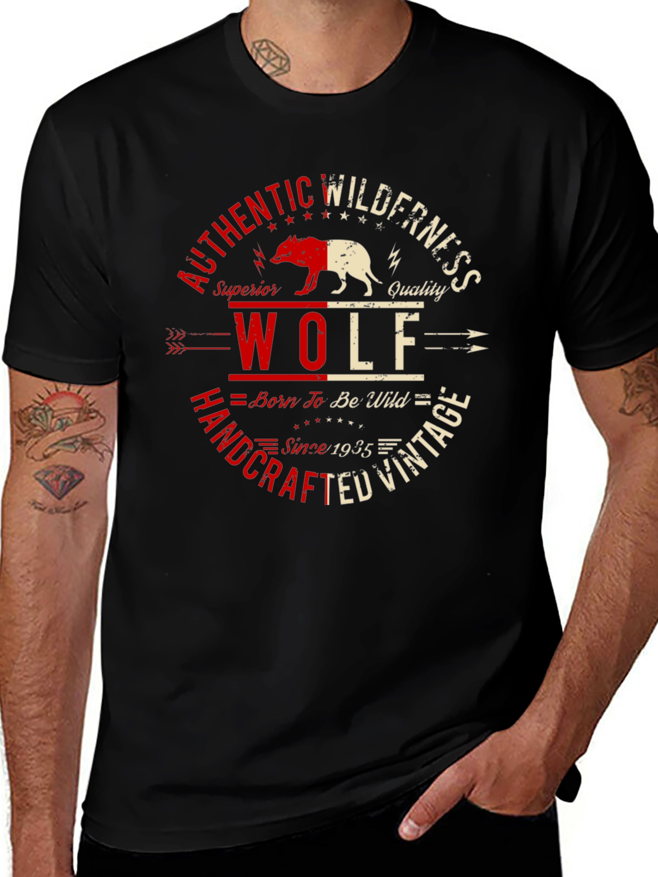 Variant 23 of Authentic Wilderness Wolf Graphic T-Shirt