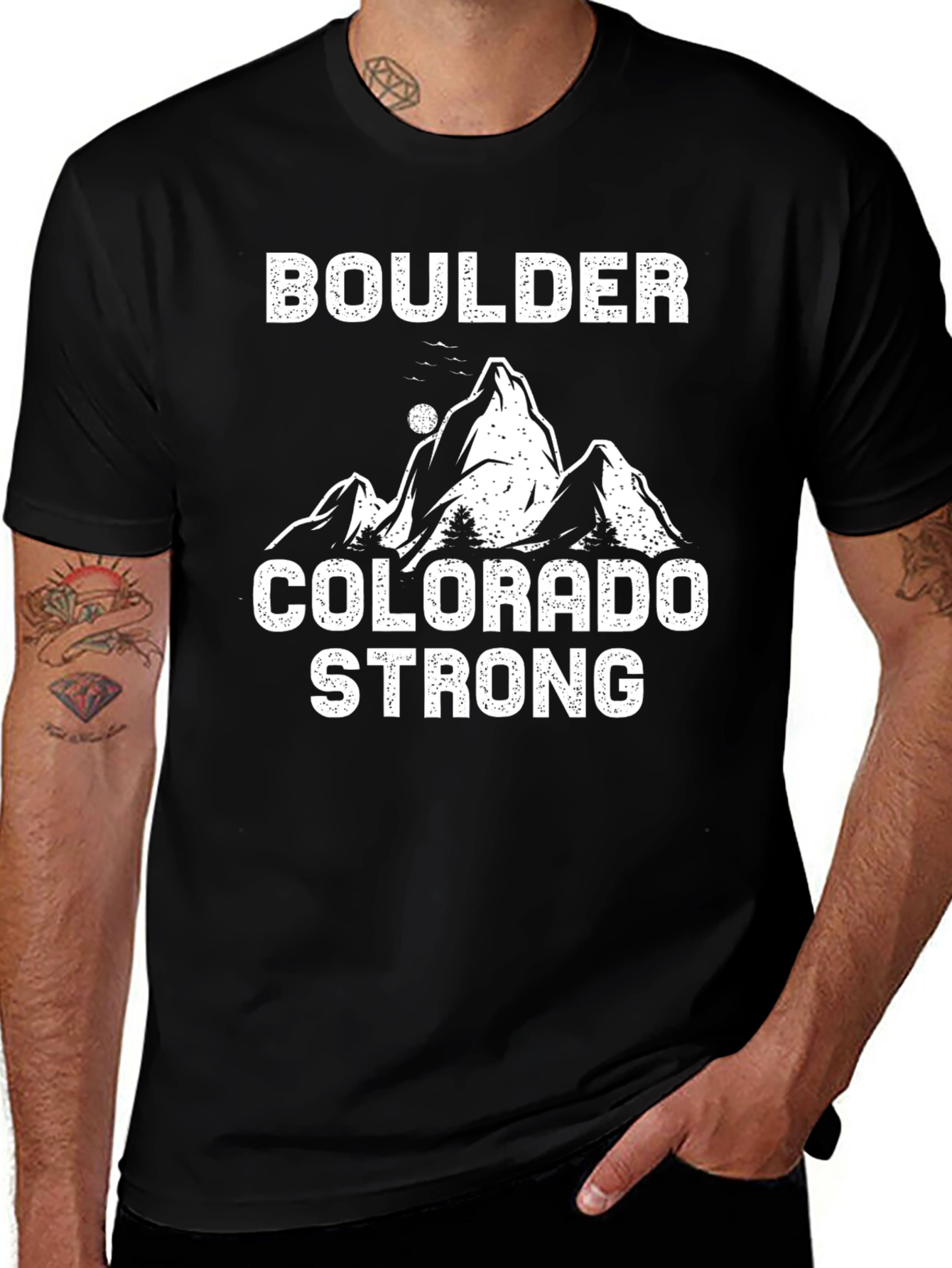 Boulder Colorado Strong Graphic Tee - Black T-Shirt