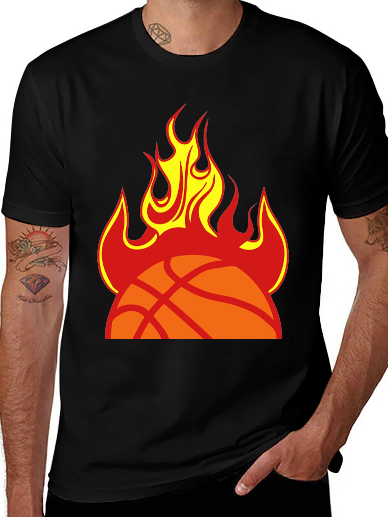 Variant 5 of Flaming Basketball Graphic Tee - Cool Design