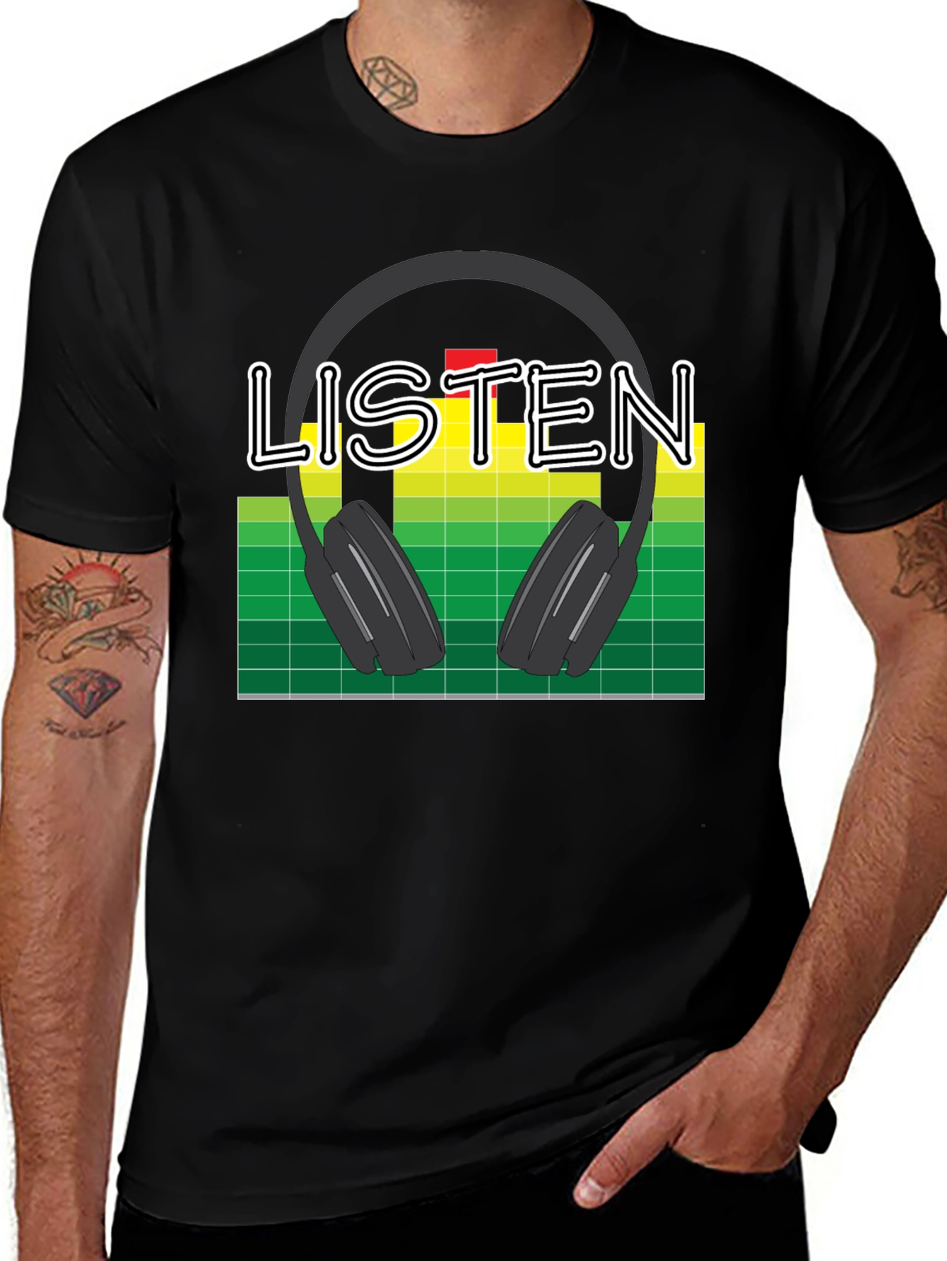 Variant 2 of Listen Graphic Tee - Black Casual T-Shirt