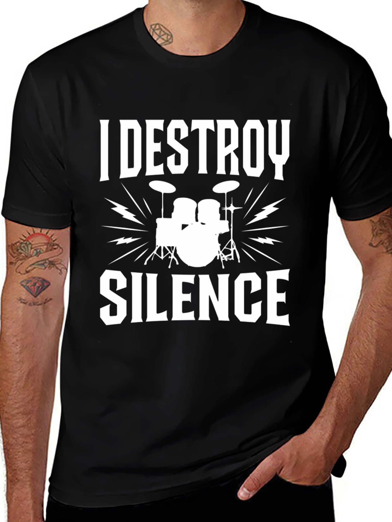 Variant 18 of I Destroy Silence Drummer T-Shirt