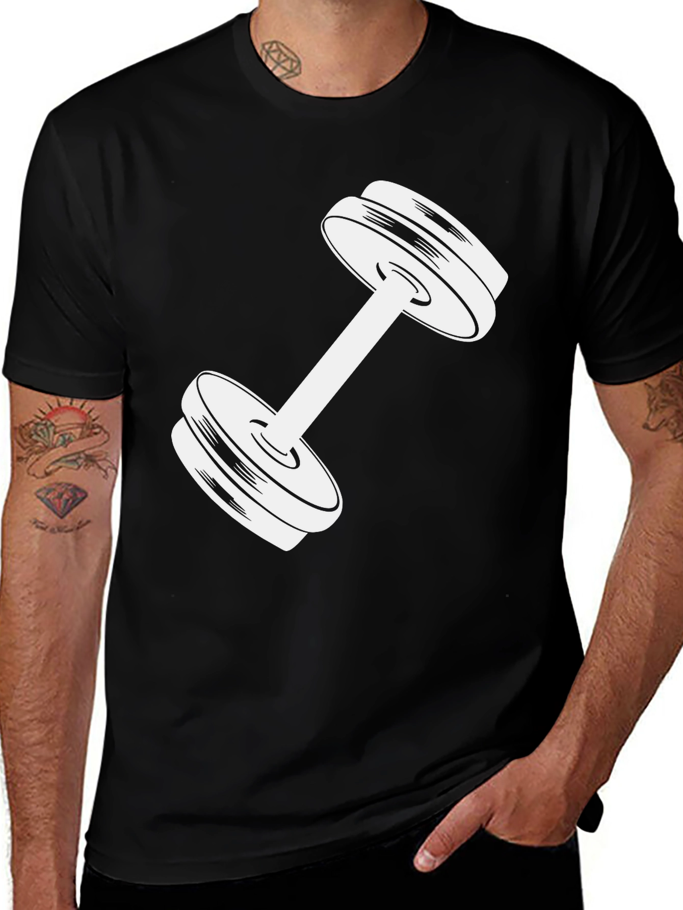Variant 27 of Weightlifting Dumbbell Graphic Tee - Black