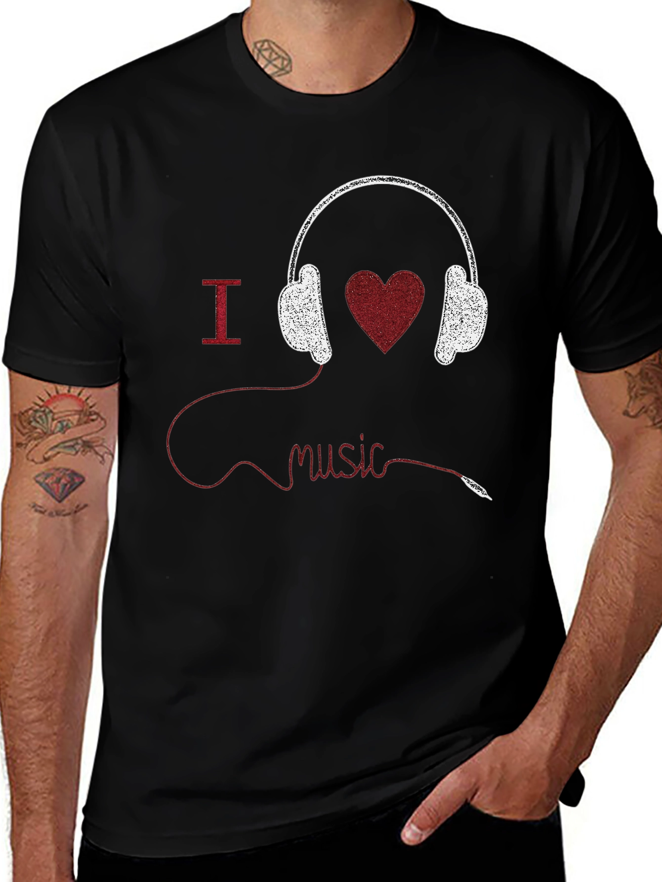 Variant 5 of I Heart Music Graphic Tee - Black