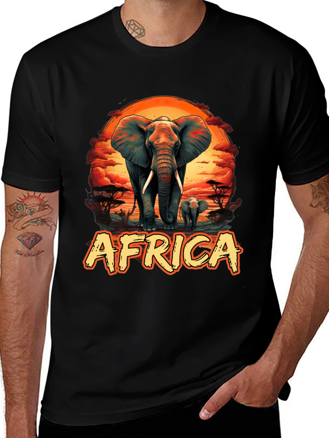 Variant 16 of Africa Elephant Graphic Tee - Wildlife Safari T-Shirt