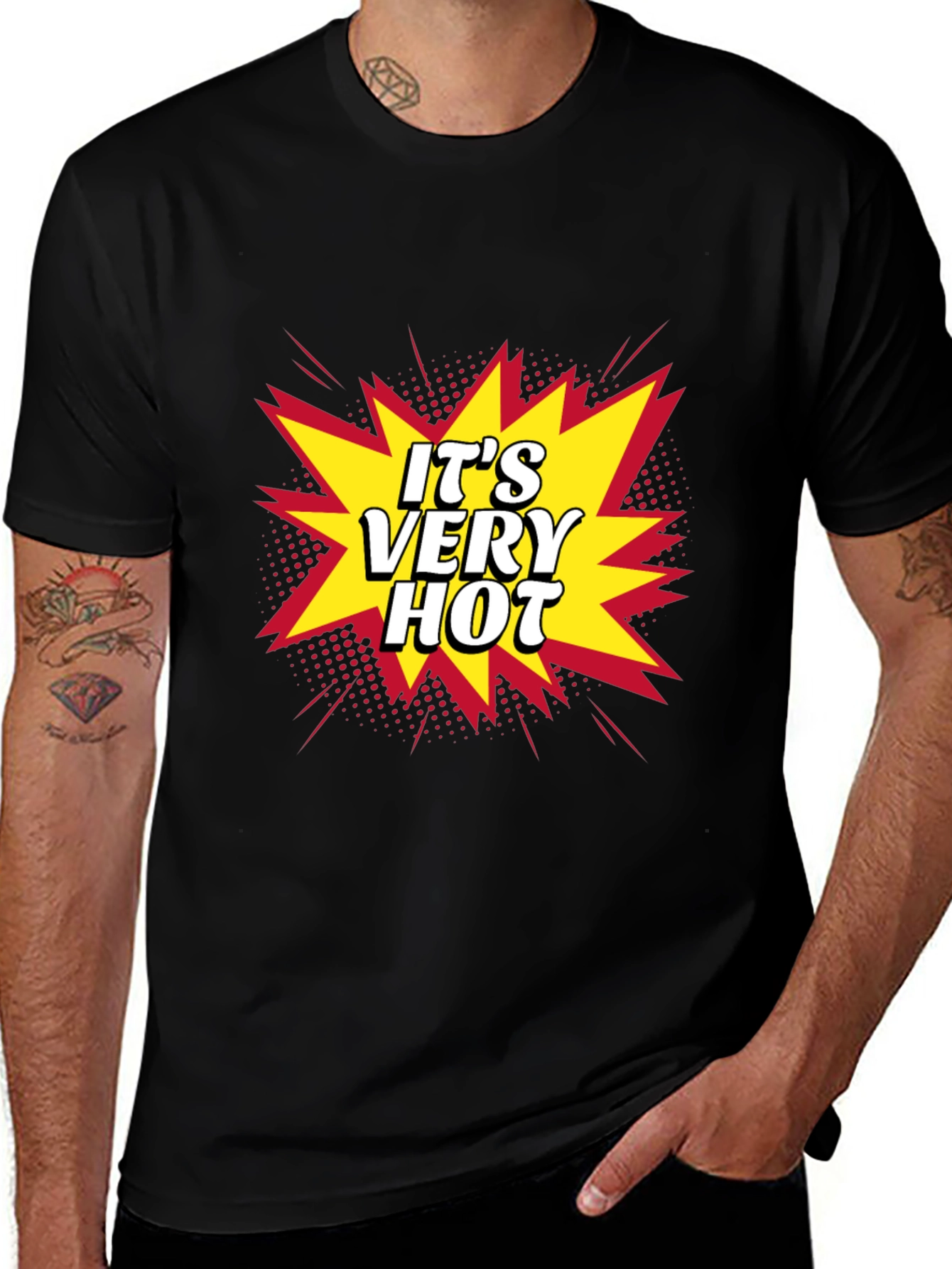 Variant 29 of It's Very Hot! Graphic Print Black T-Shirt