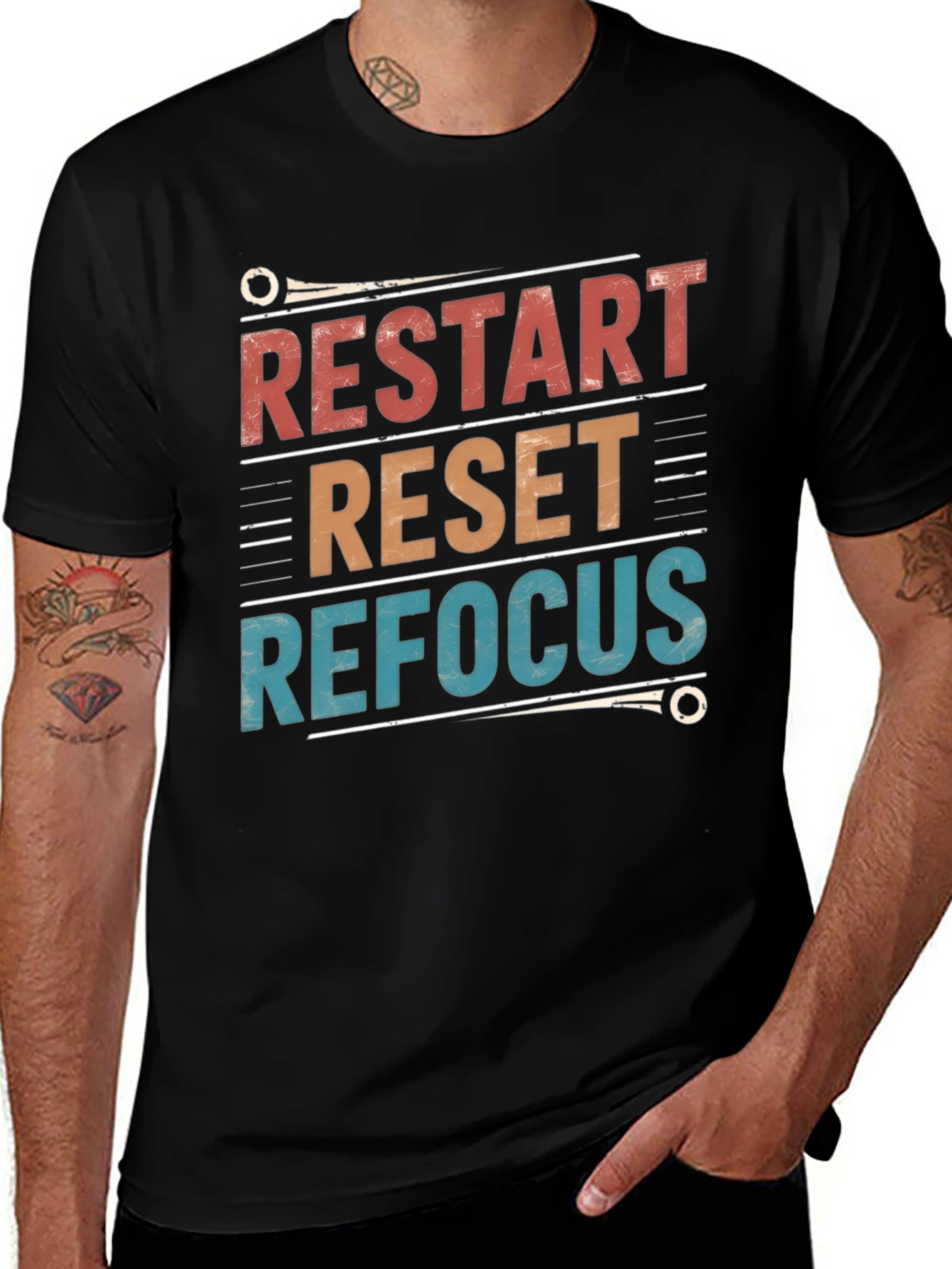 Variant 17 of Restart Reset Refocus Graphic T-Shirt