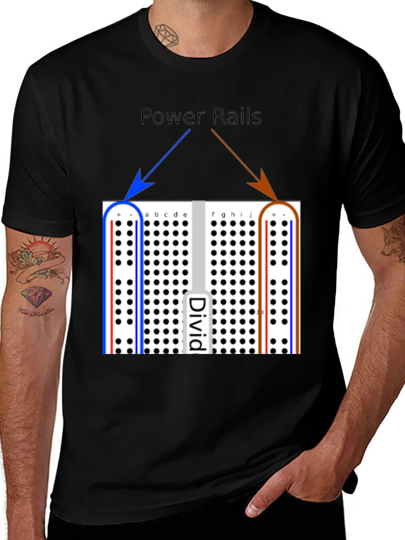 Variant 18 of Breadboard Circuit T-Shirt - Electronics Geek Tee