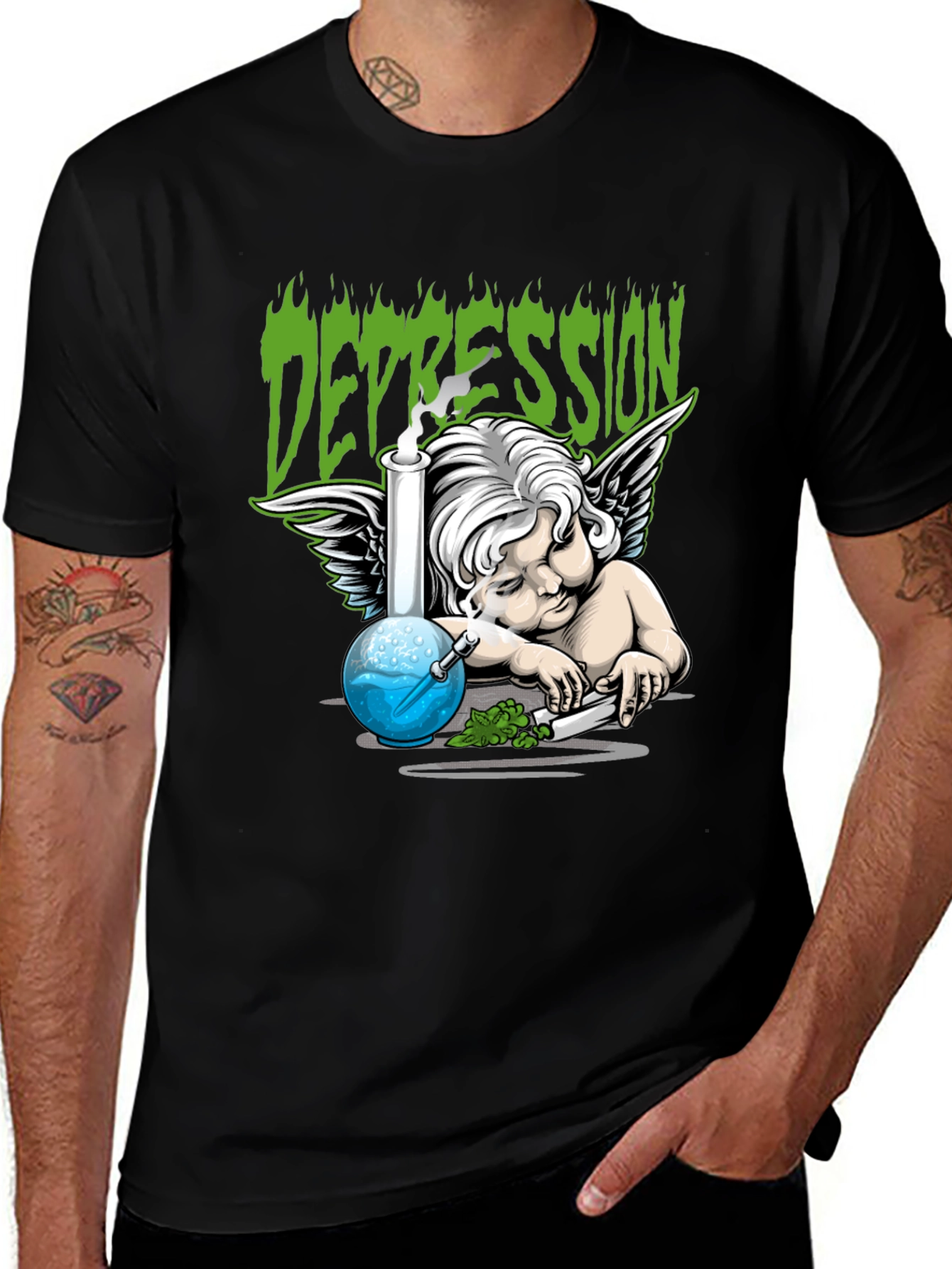 Variant 4 of Depression Angel T-Shirt - Trendy Graphic Tee