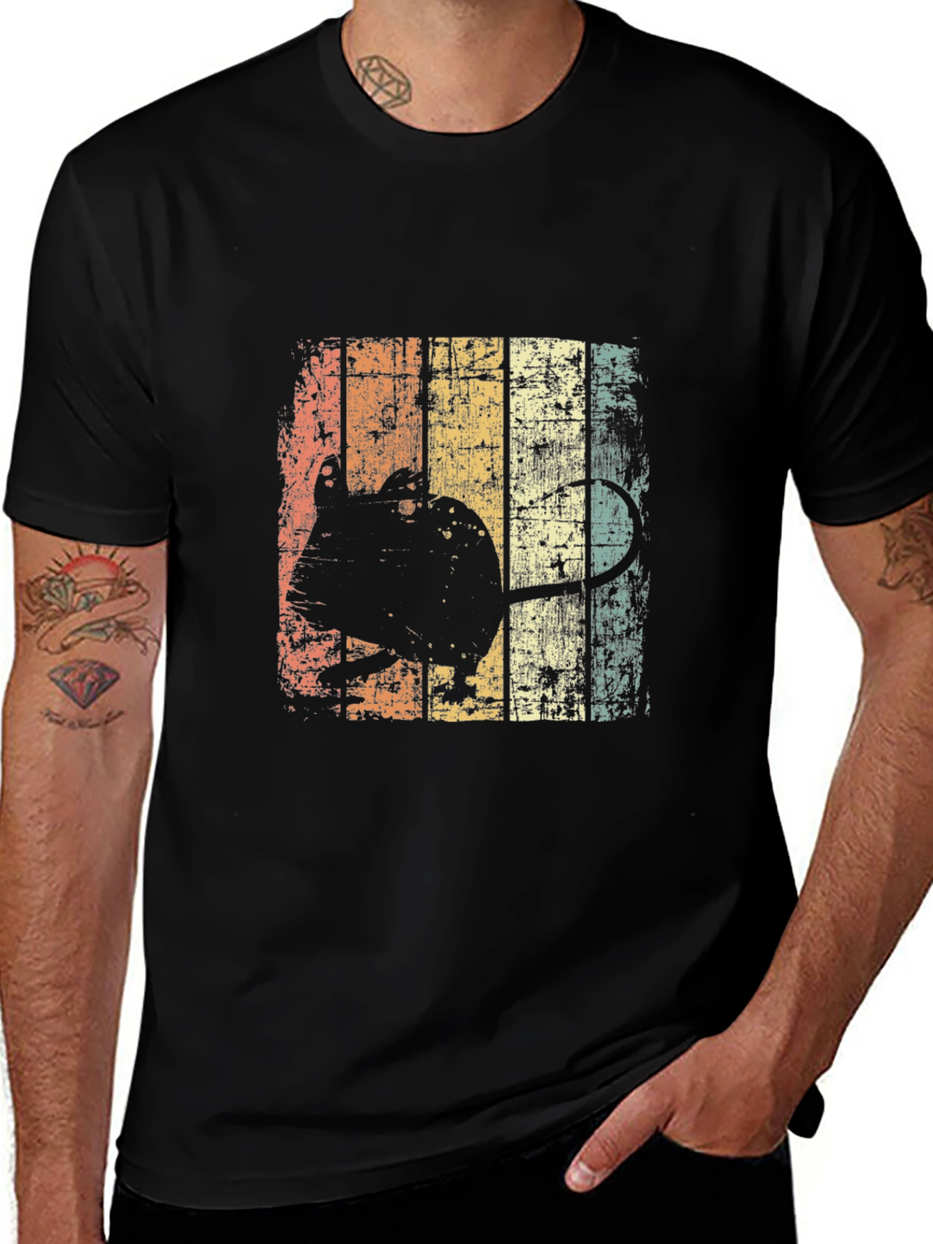 Black Retro Mouse Graphic Black T-Shirt main image