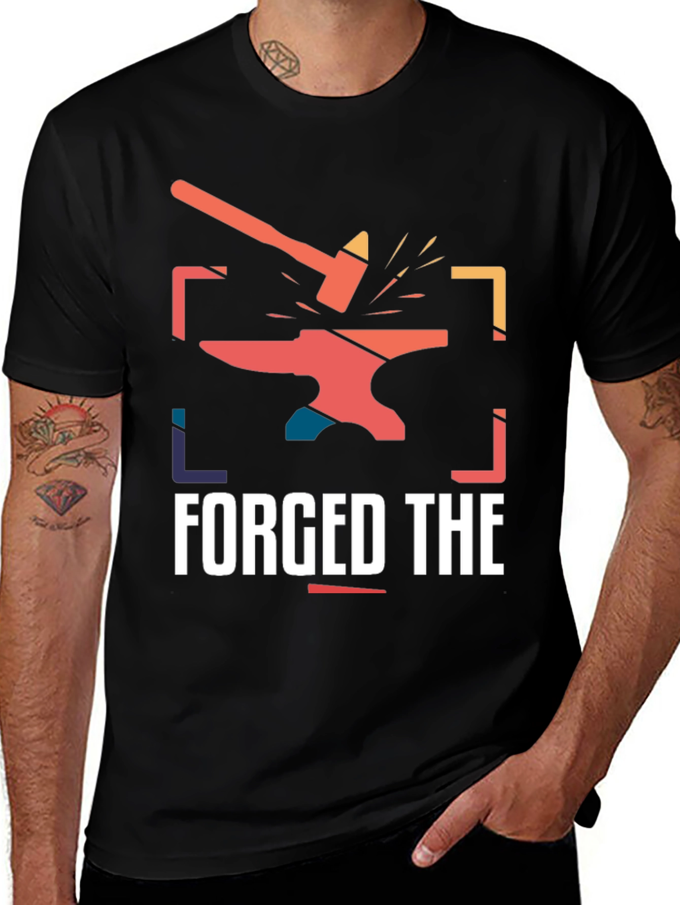 Variant 24 of Forged The Hammer Anvil Retro Black T-Shirt