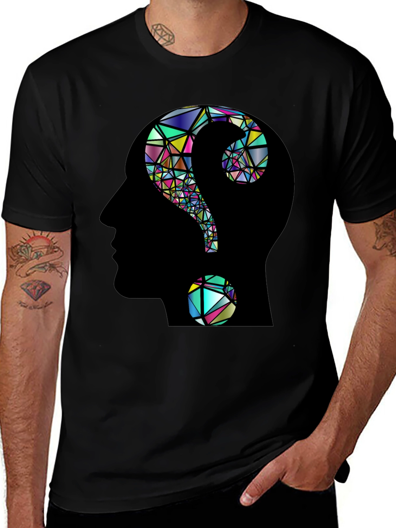 Variant 8 of Abstract Mind Question Men's Black T-Shirt
