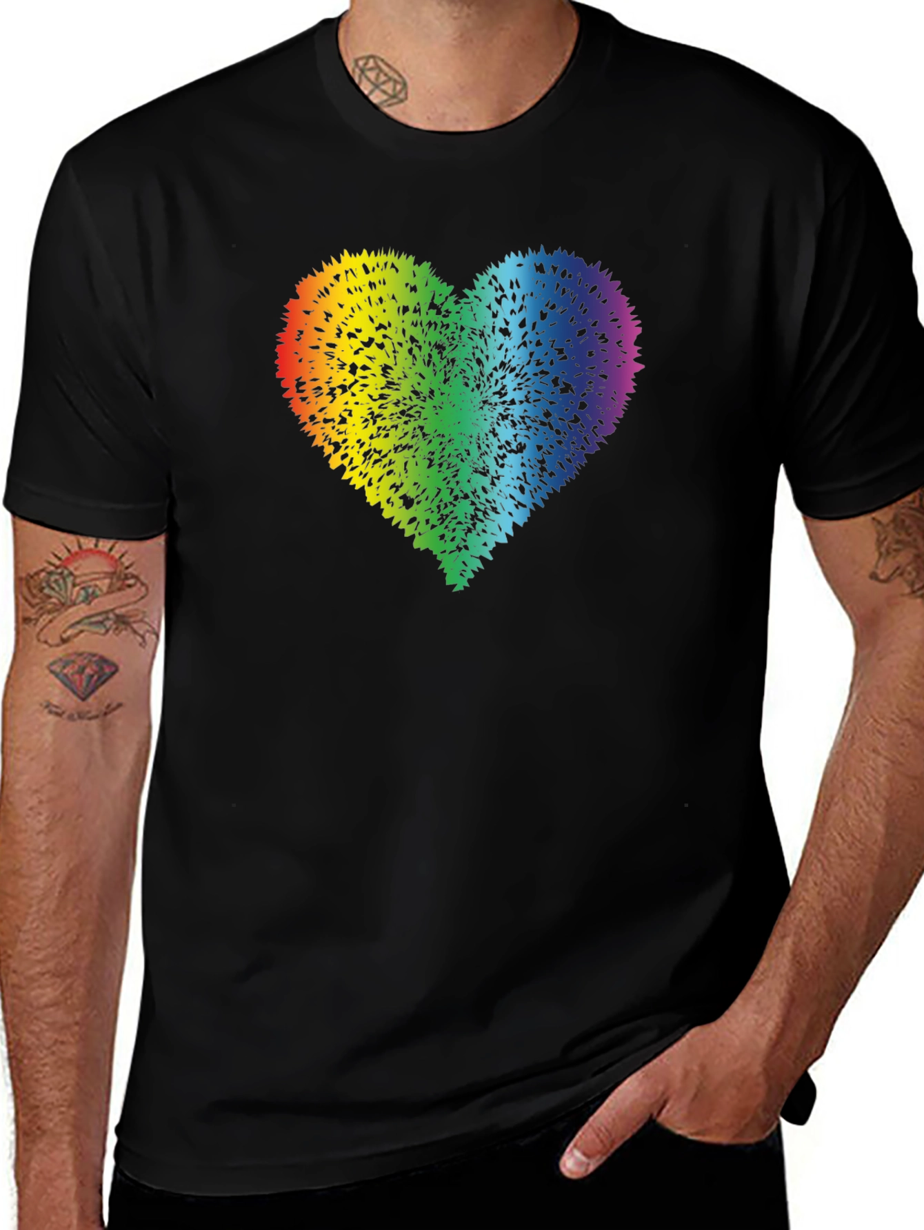 Variant 9 of Rainbow Heart Graphic Tee - Prideful Style
