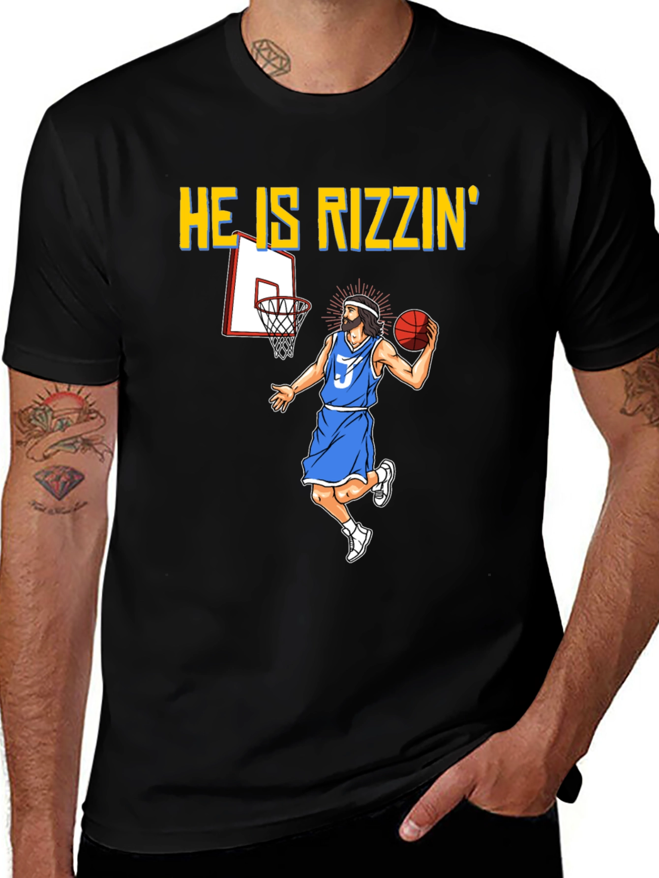 Variant 30 of He is Rizzin' Basketball T-Shirt