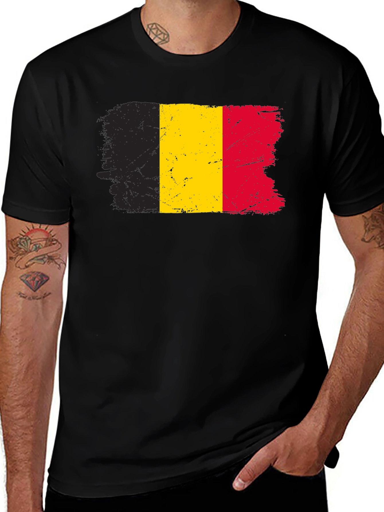 Belgium Flag T-Shirt - Black Cotton Tee