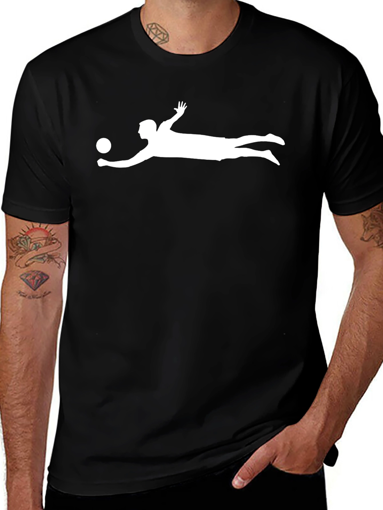 Variant 25 of Flying Volleyball Player Graphic Tee - Black