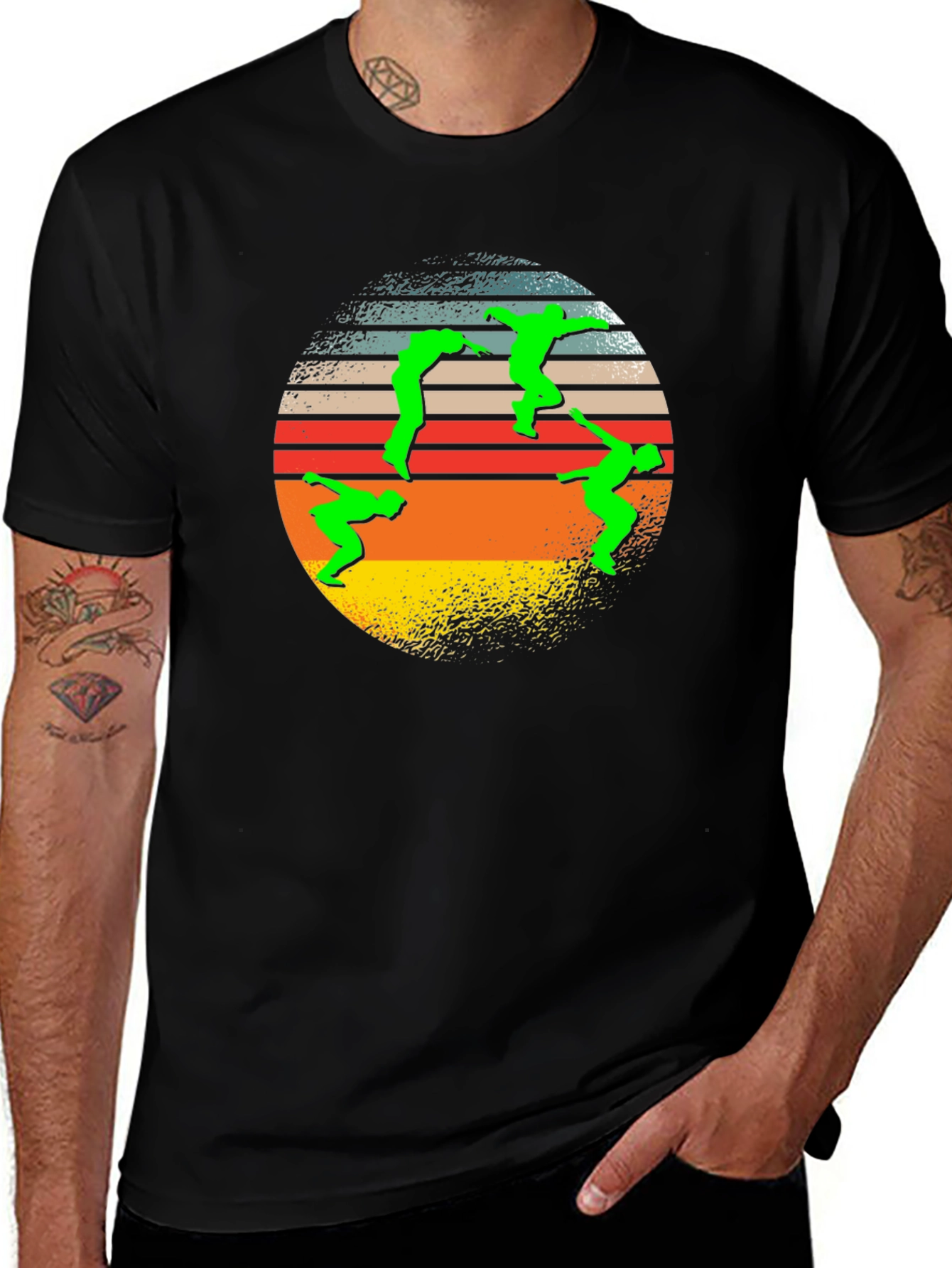 Variant 5 of Retro T-Shirt with Green Figure Circle Design