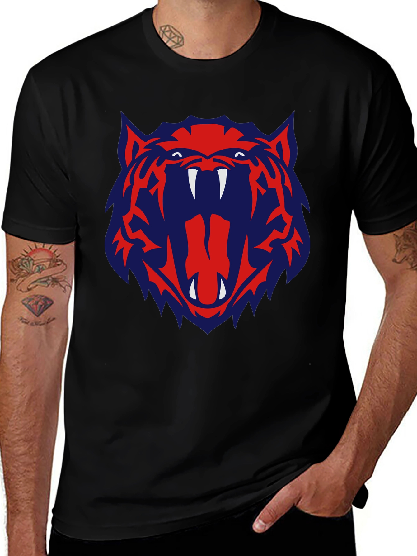 Variant 14 of Bold Graphic Tee - Tiger Roar Design - Black