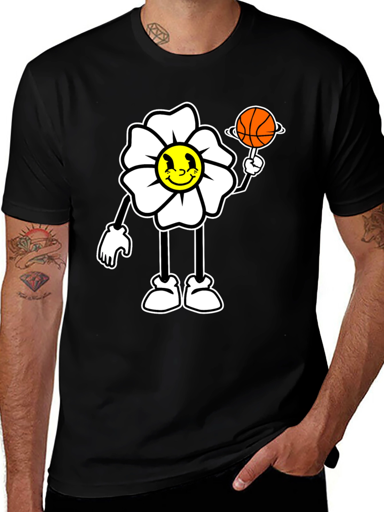 Variant 16 of Cartoon Flower Basketball Graphic Tee