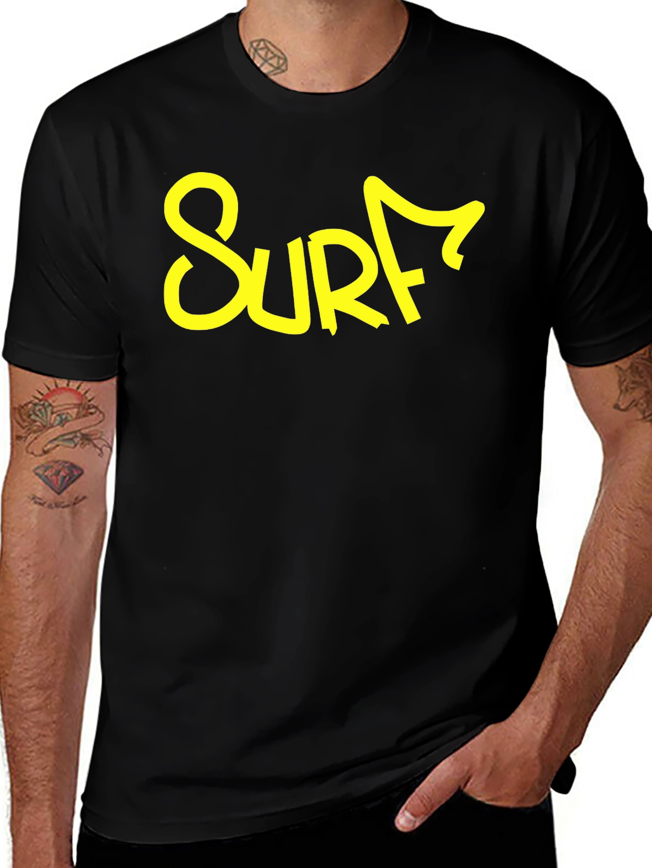 Surf Graphic Black T-Shirt Casual