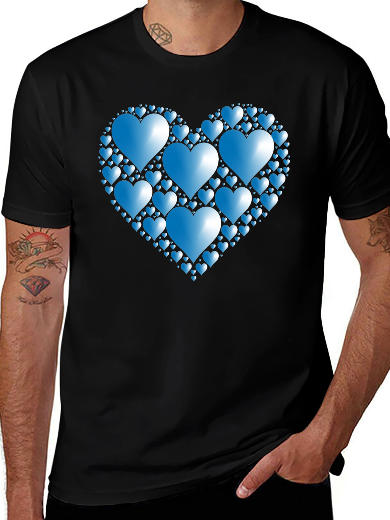 Variant 12 of Heart of Hearts Graphic Tee - Black Casual Shirt