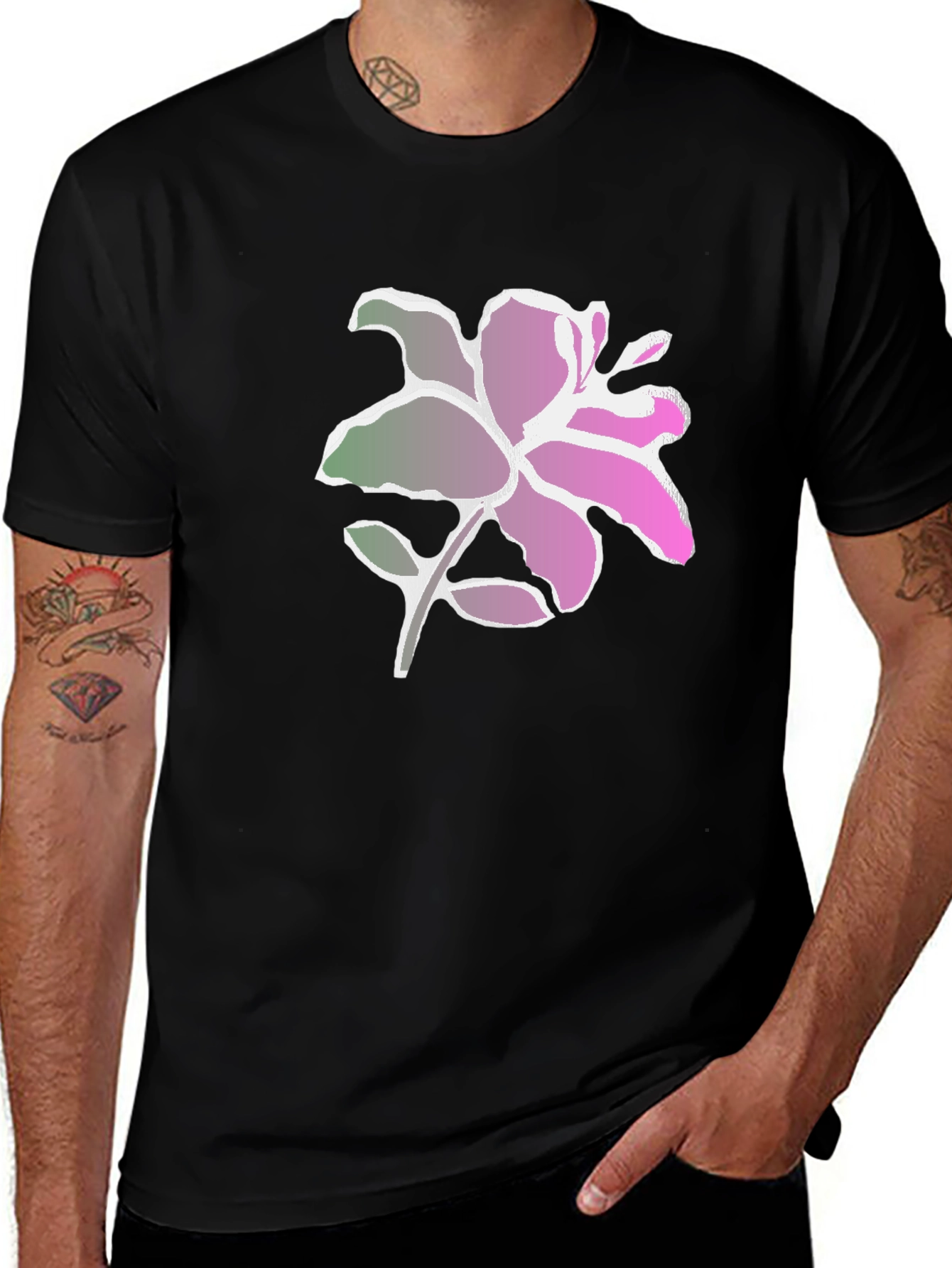 Variant 26 of Floral Graphic Print Tee - Black Casual Shirt
