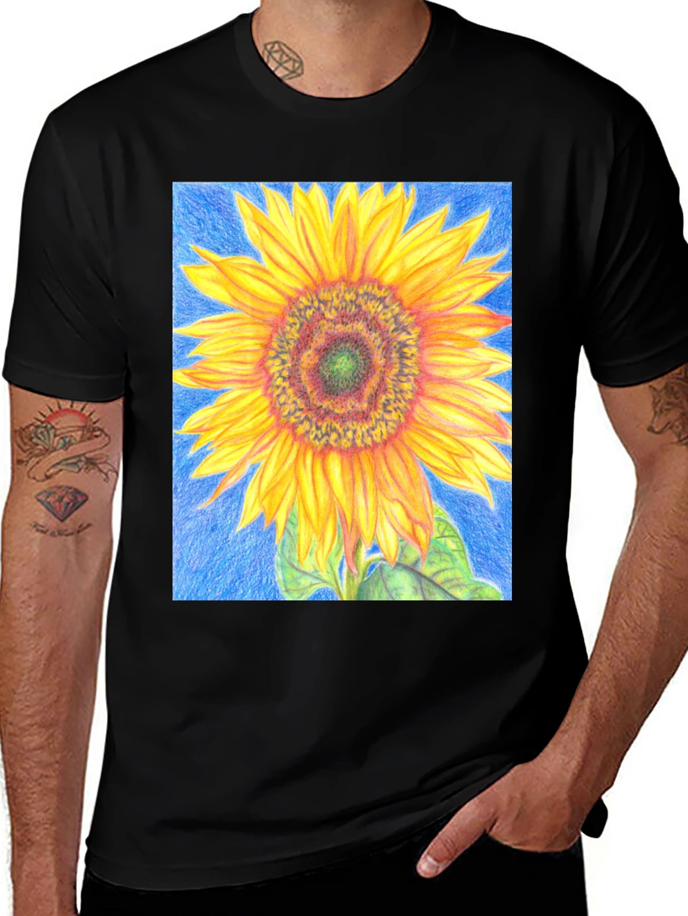 Variant 6 of Sunflower Graphic Tee - Vivid Floral Print