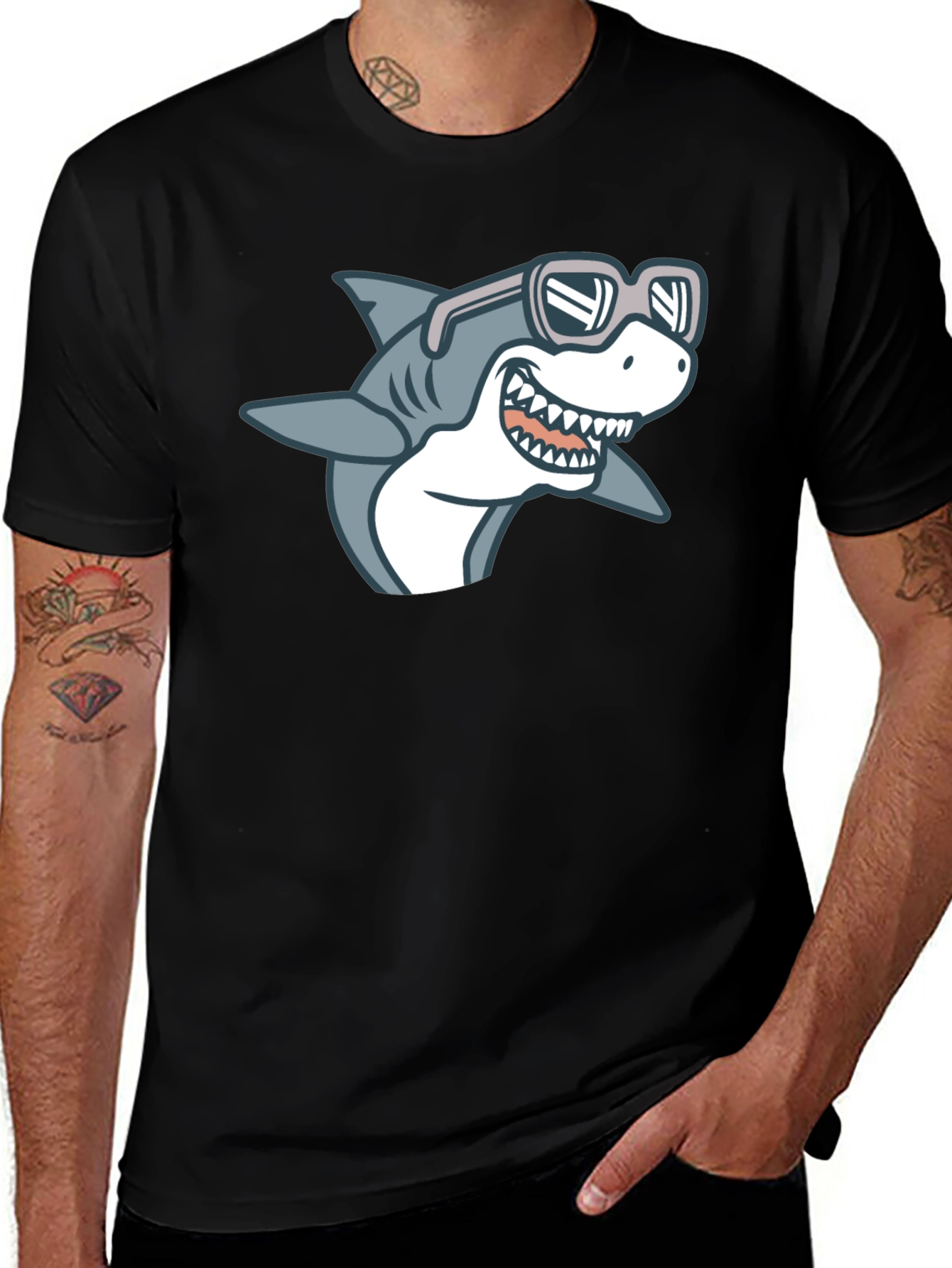 Variant 11 of Cool Shark Graphic T-Shirt - Black