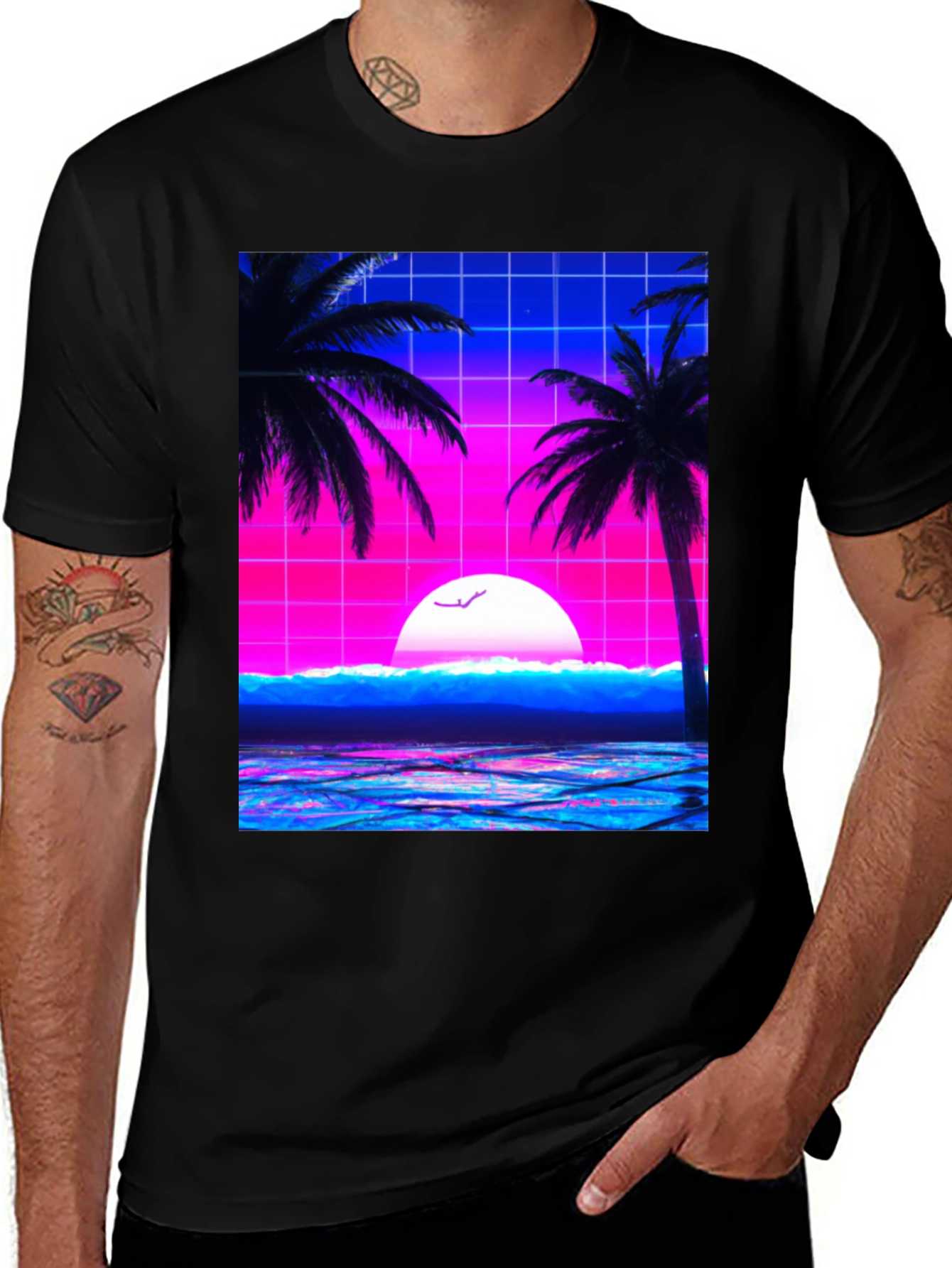 Variant 7 of Vaporwave Sunset T-Shirt - Retro Graphic Tee