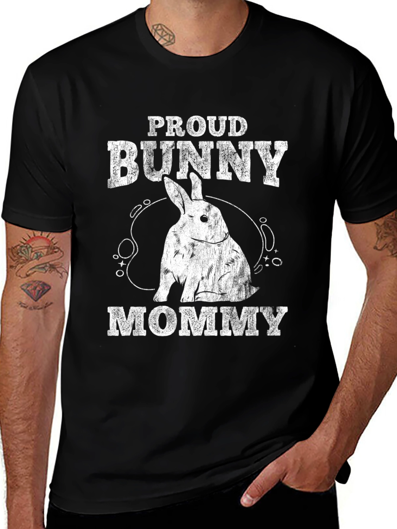 Variant 27 of Proud Bunny Mommy Graphic Tee - Black Cotton T-Shirt