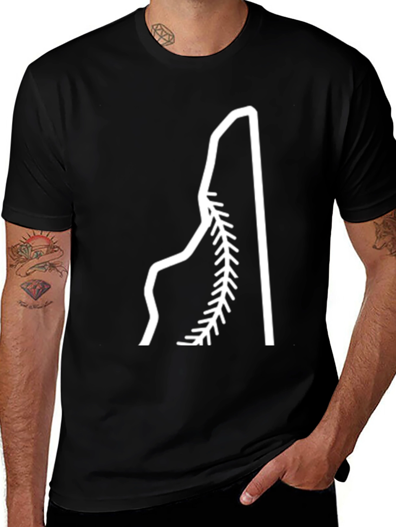 Variant 13 of Baseball Stitching T-Shirt, Black