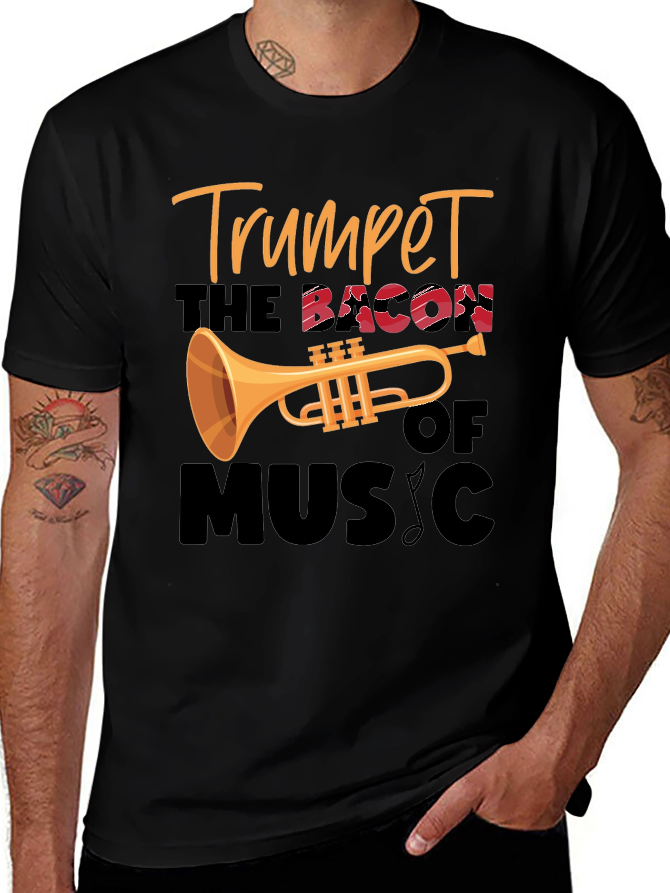 Variant 27 of Trumpet Bacon of Music Black T-Shirt