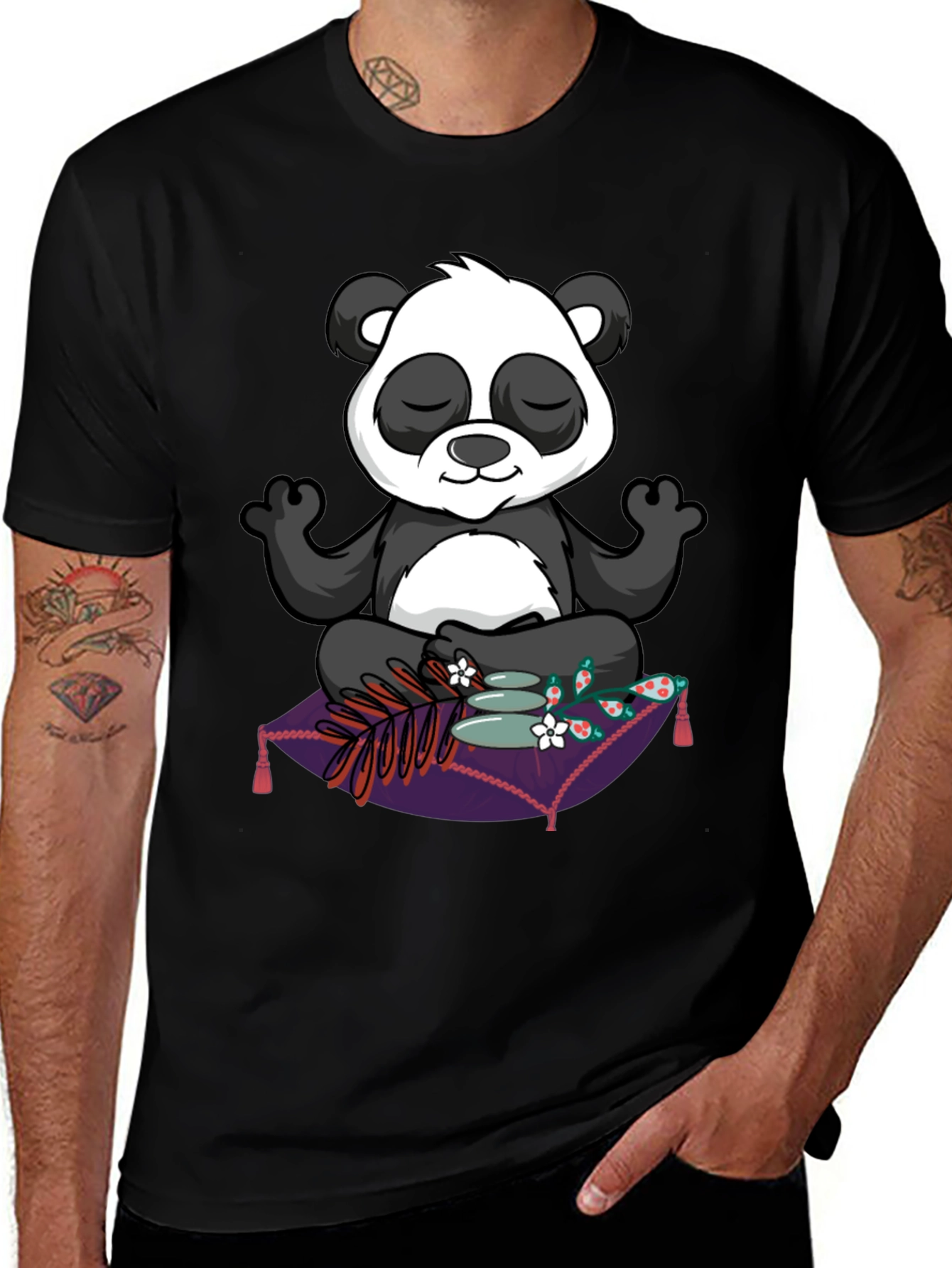 Variant 28 of Zen Panda T-Shirt: Meditating Panda Design