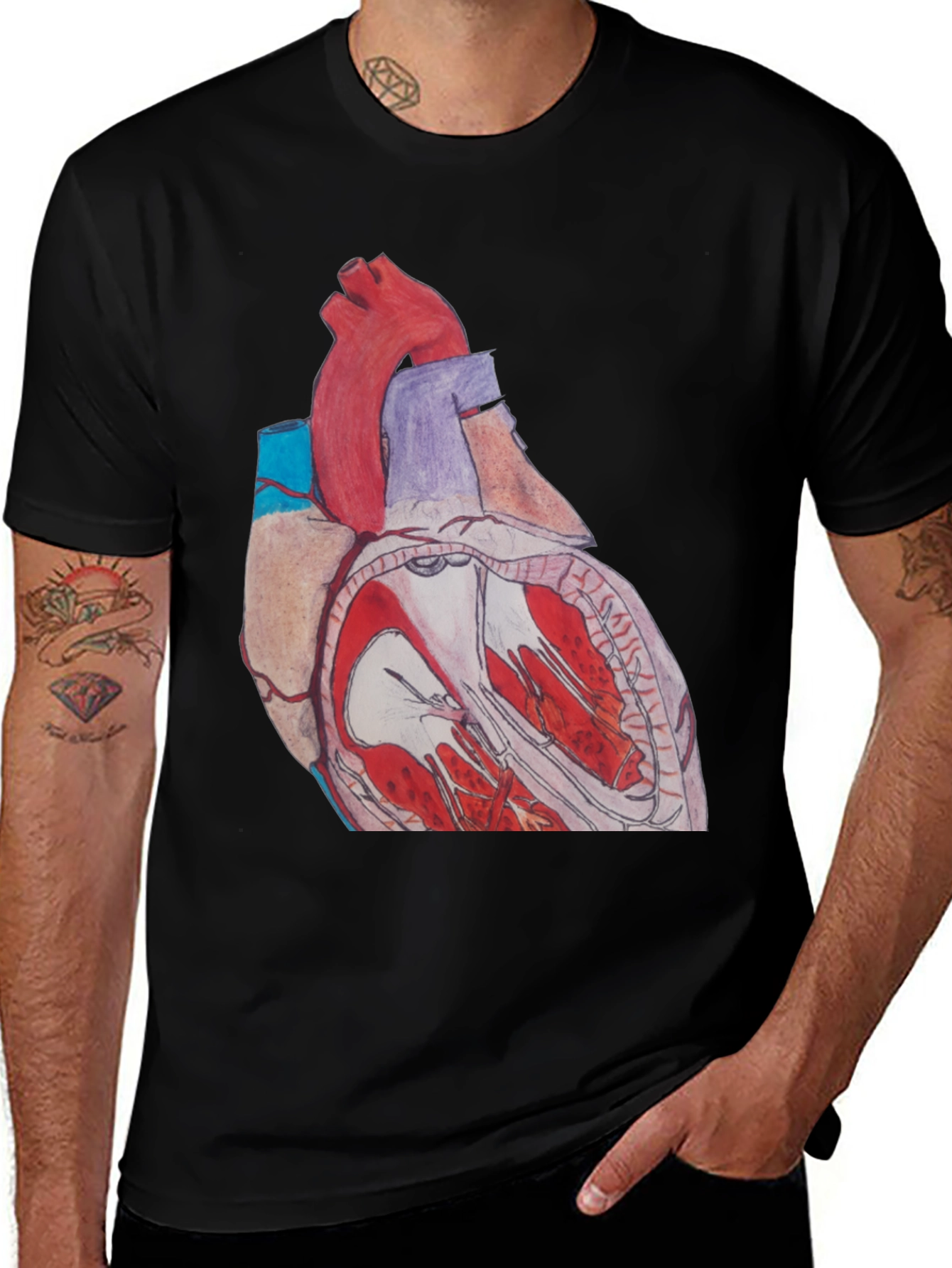 Variant 27 of Anatomical Heart Graphic Tee - Black