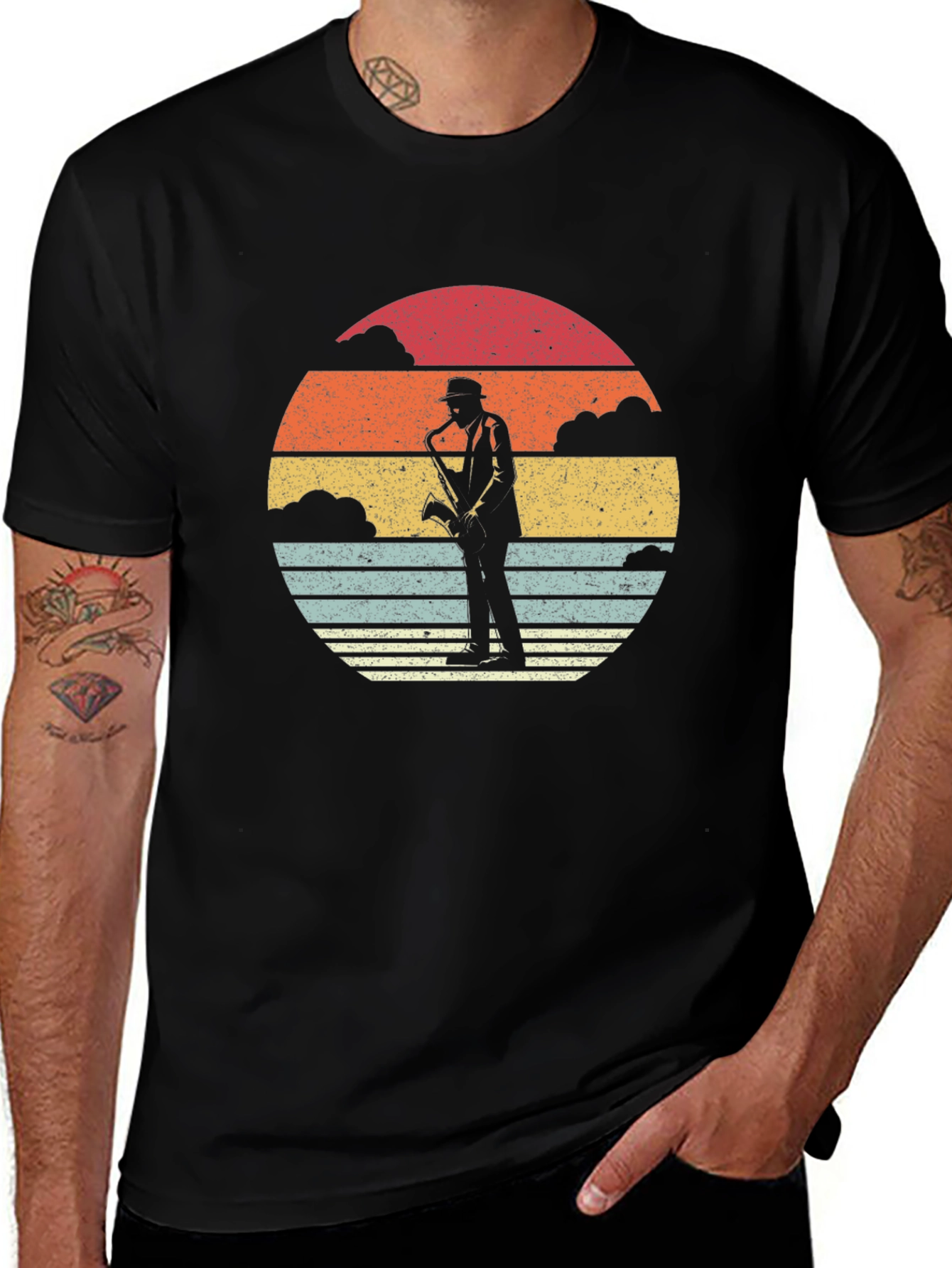 Variant 9 of Retro Saxophone Sunset Graphic T-Shirt