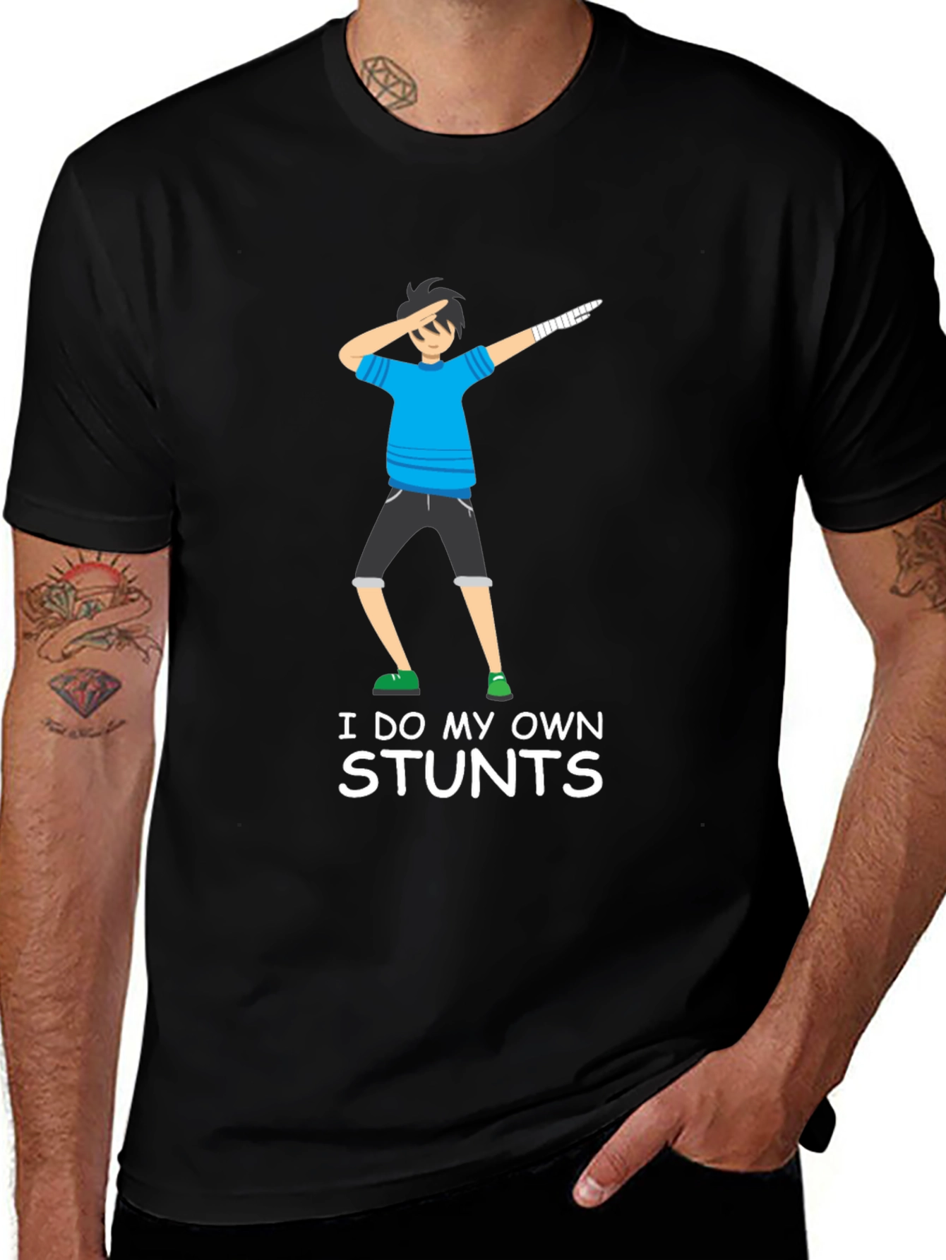 Variant 26 of I Do My Own Stunts Graphic Tee - Black T-Shirt