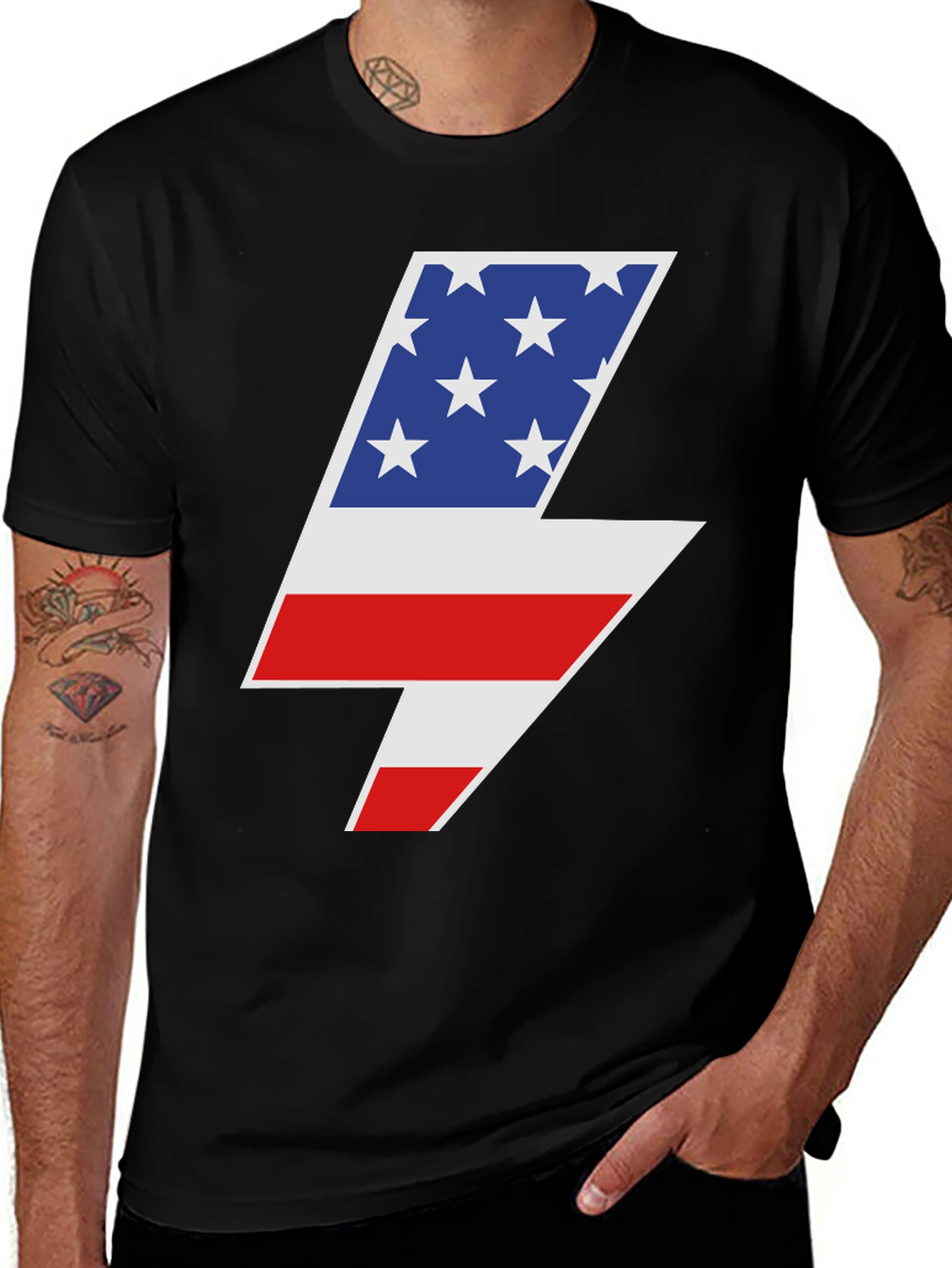 Variant 12 of American Flag Lightning Bolt Graphic Tee