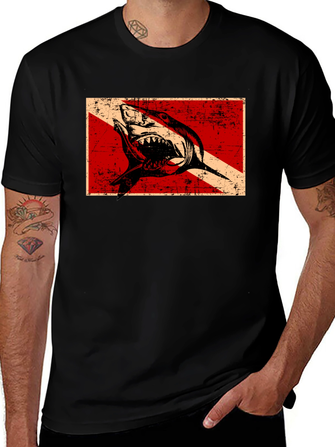 Variant 17 of Diver Down Shark T-Shirt - Scuba Diving Tee