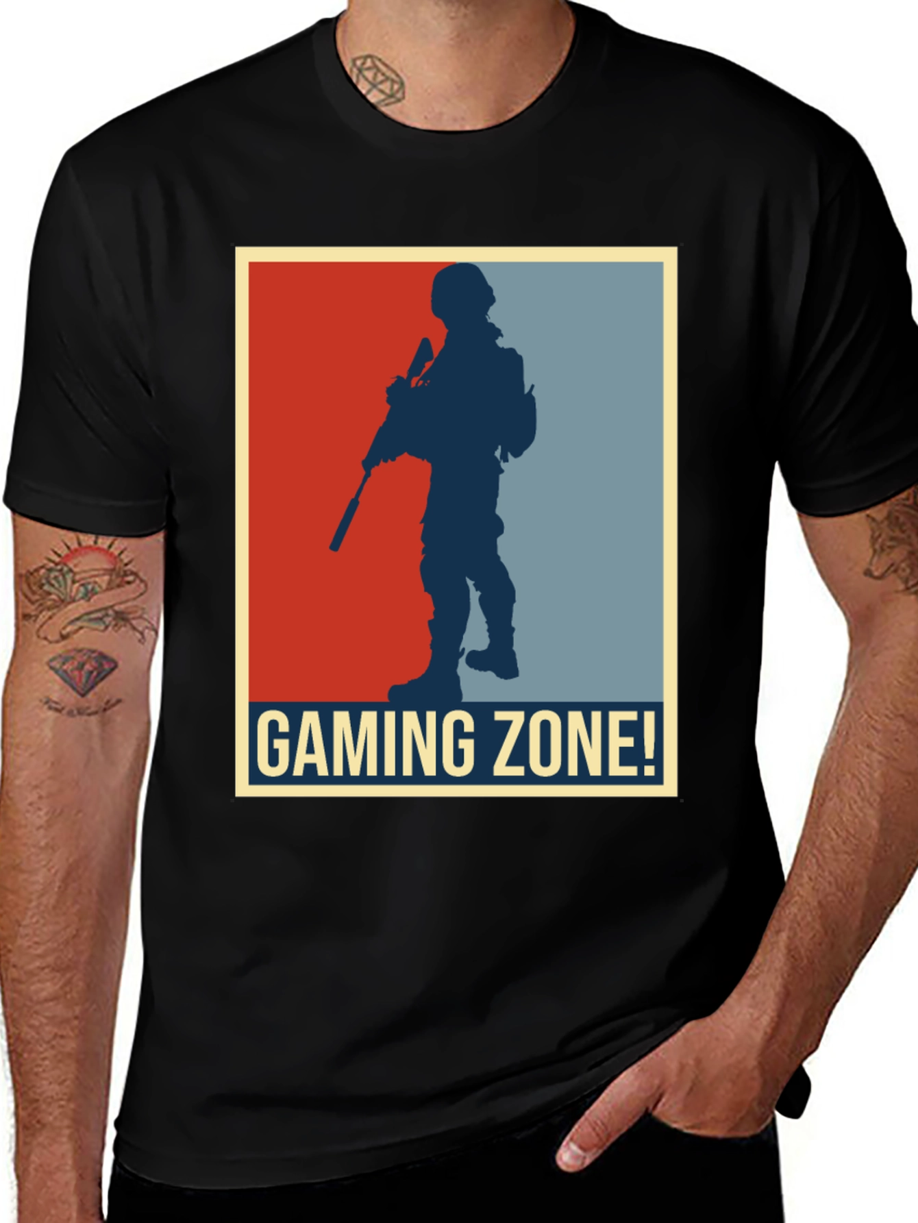 Gaming Zone Soldier Graphic Tee - Black