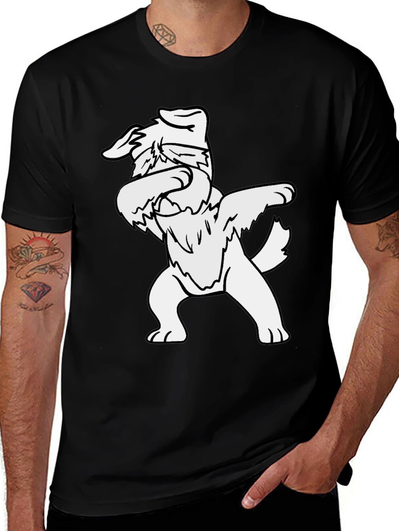 Variant 4 of Dabbing Dog Graphic Tee - Black Cotton T-Shirt