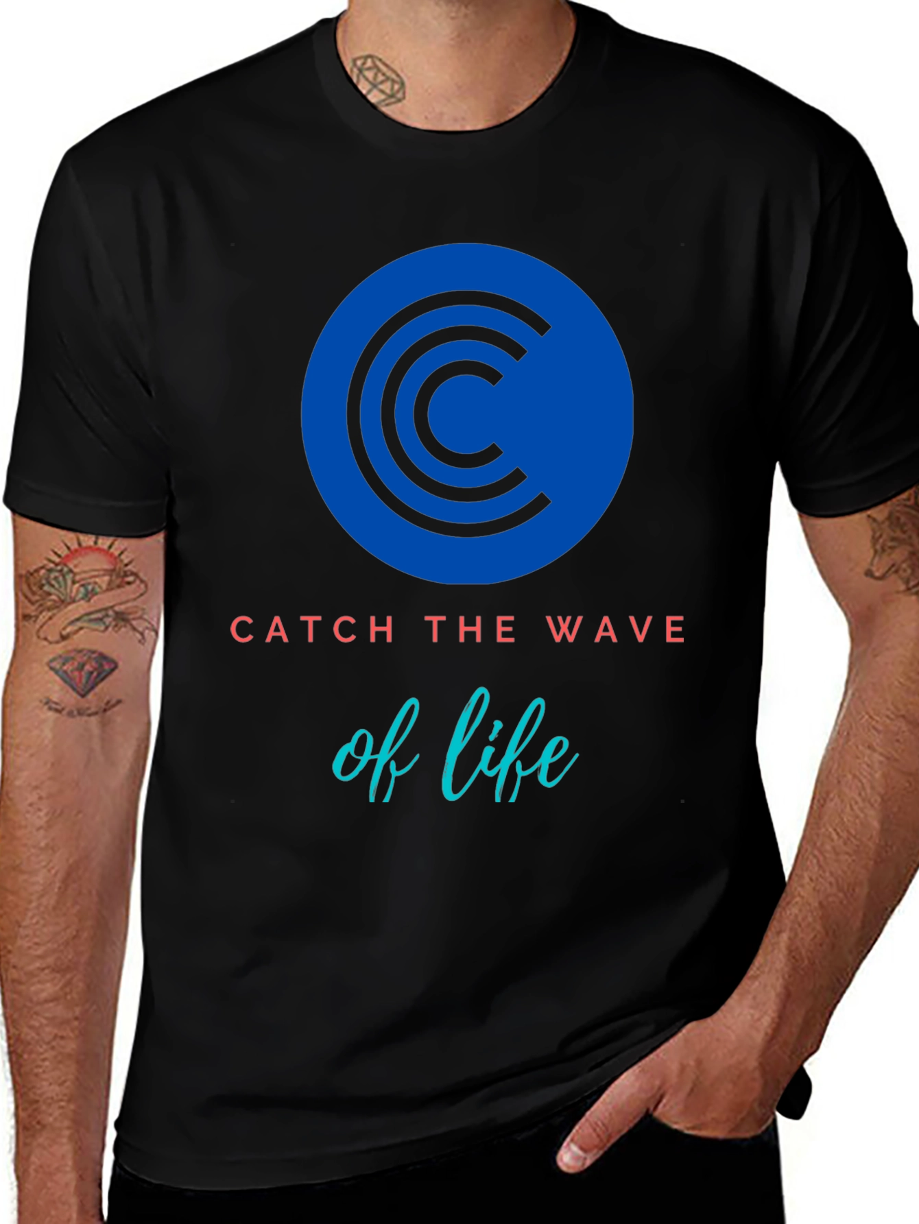 Variant 21 of Catch the Wave T-Shirt - Black Cotton Blend
