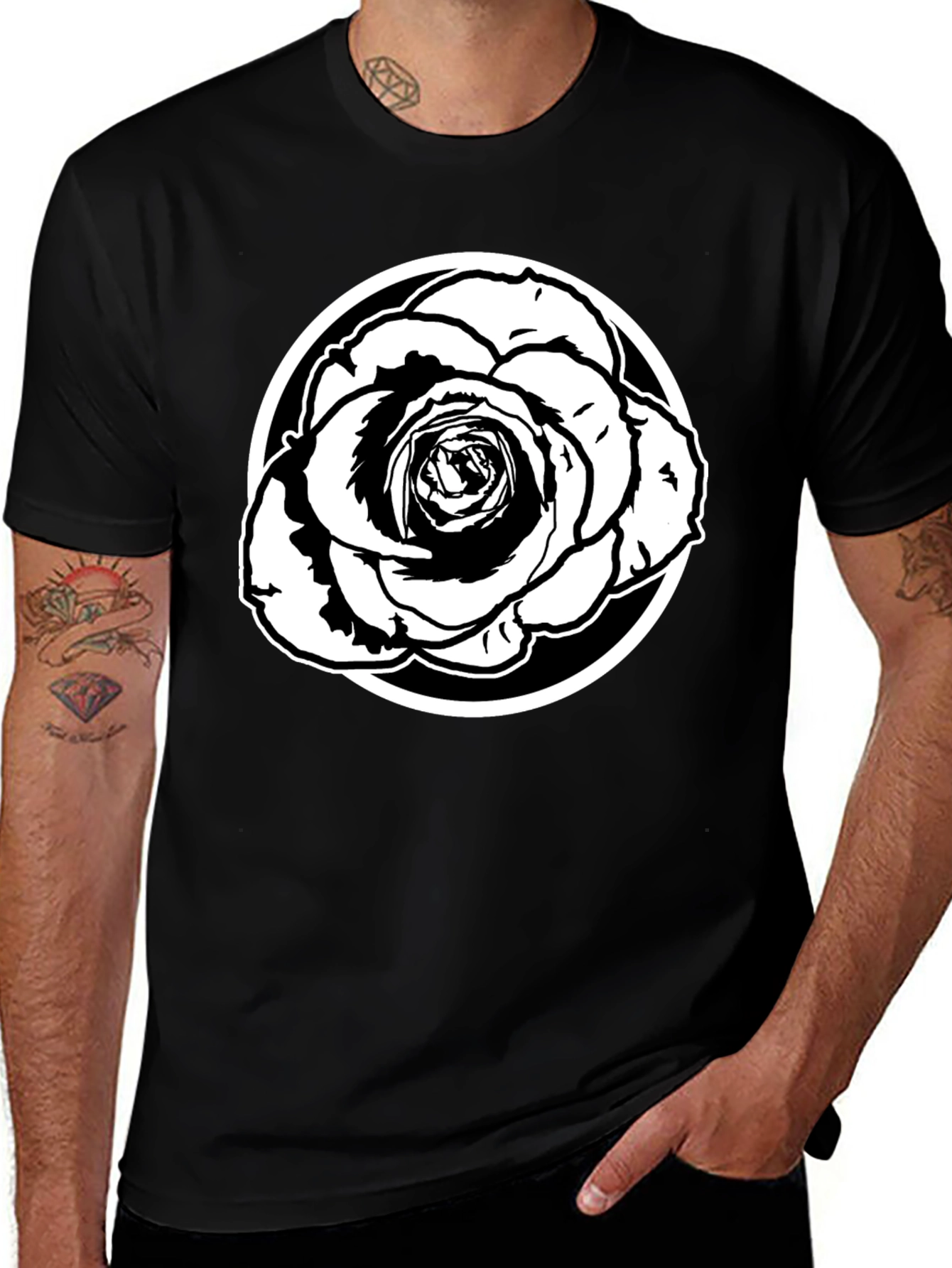 Variant 25 of Black Rose Graphic Tee - Stylish Men's Casual Shirt