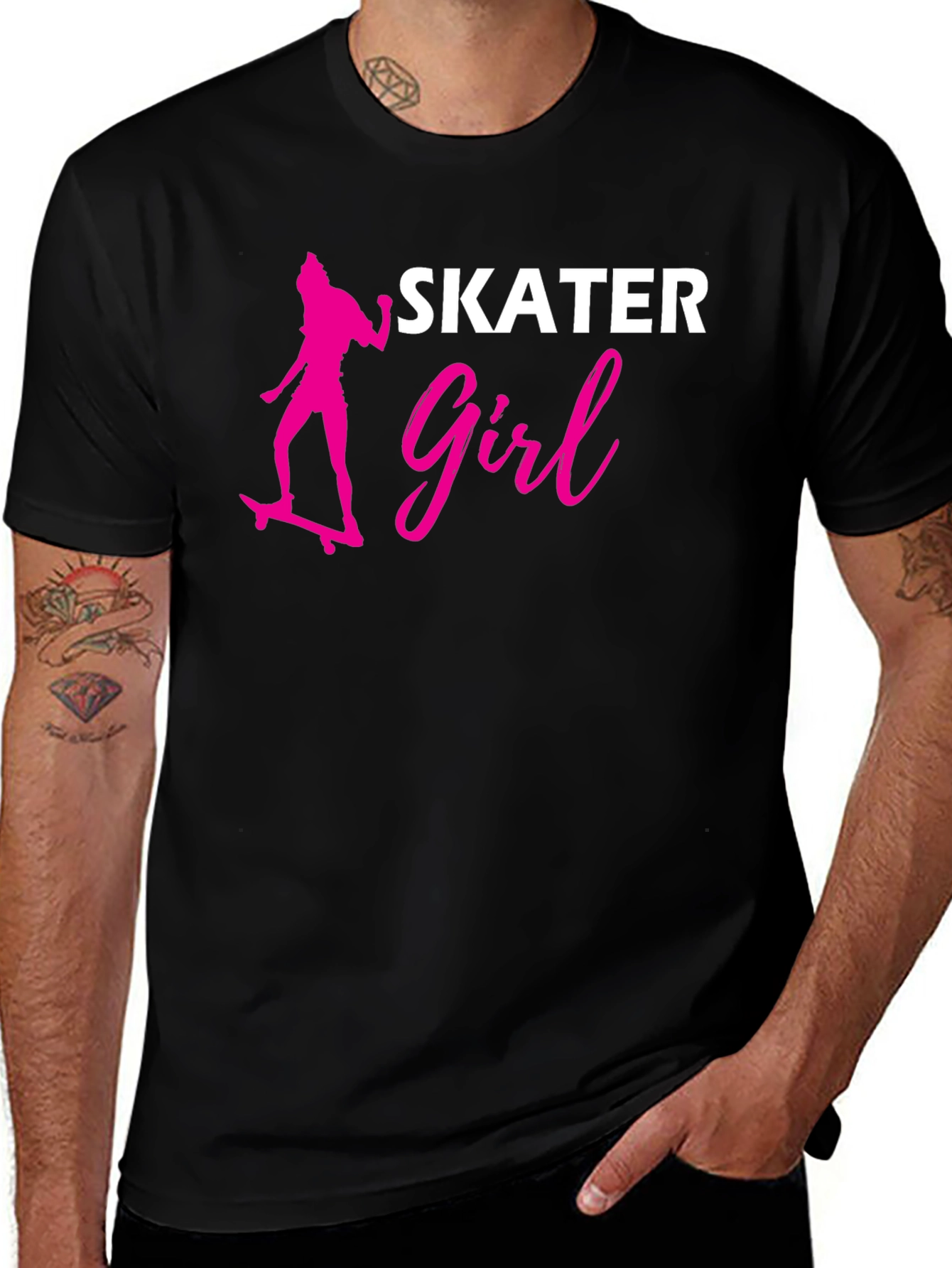 Skater Girl Graphic Tee - Stylish Black T-Shirt