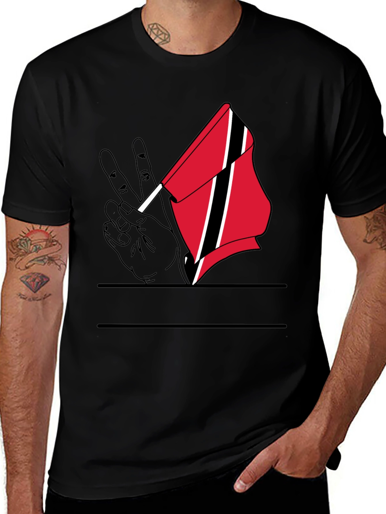 Black Trinidad and Tobago Peace Flag T-Shirt main image