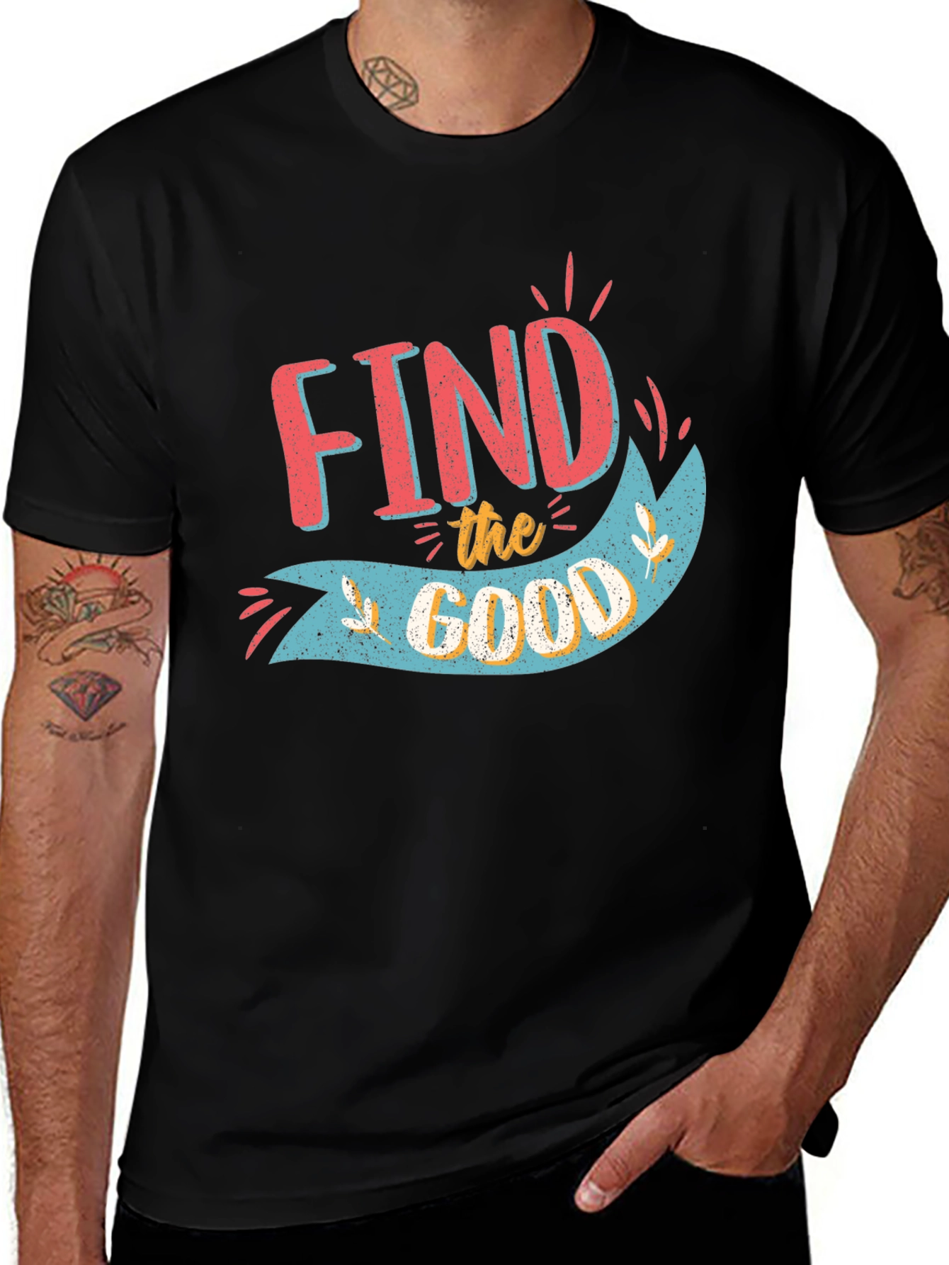 Variant 10 of Find the Good Graphic Tee - Positive Vibes Black T-Shirt