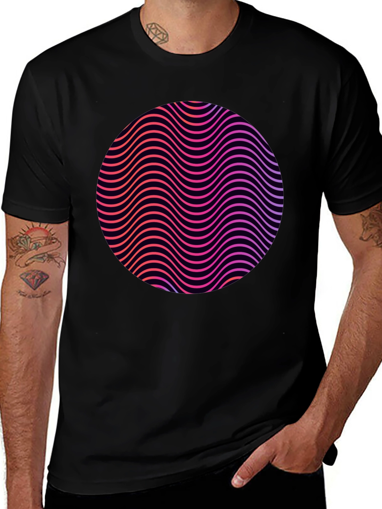 Variant 17 of Retro Wave Circle Graphic Tee