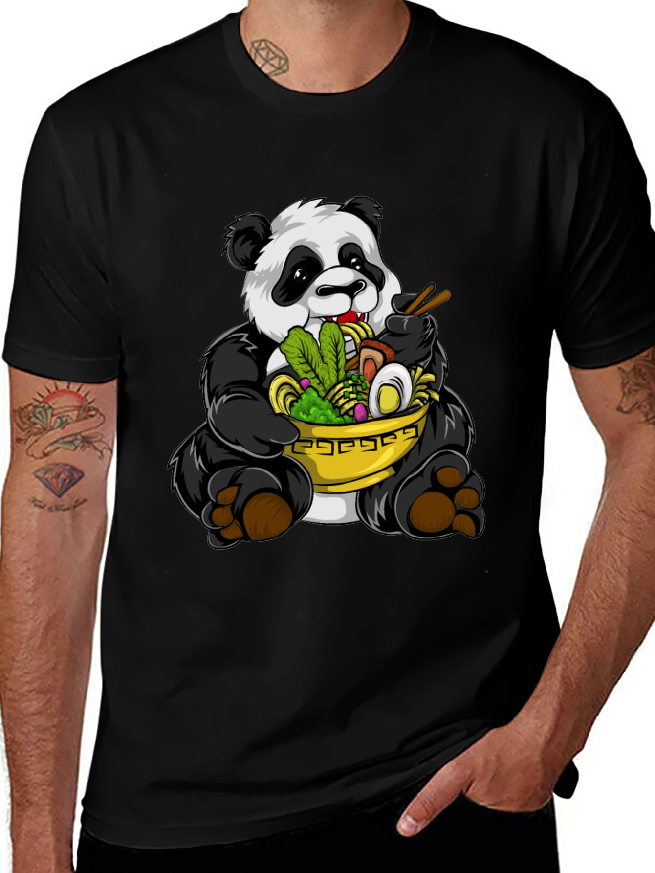 Variant 14 of Panda Ramen Graphic Tee - Black