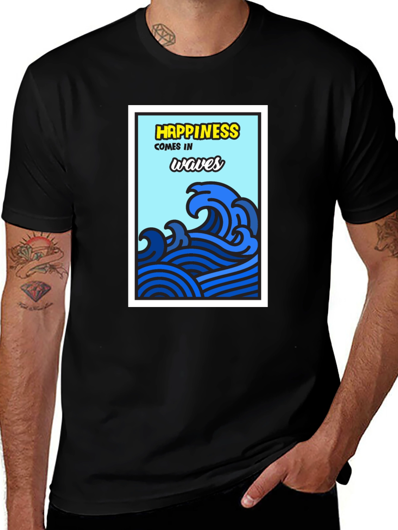 Variant 6 of Happiness Comes in Waves T-Shirt